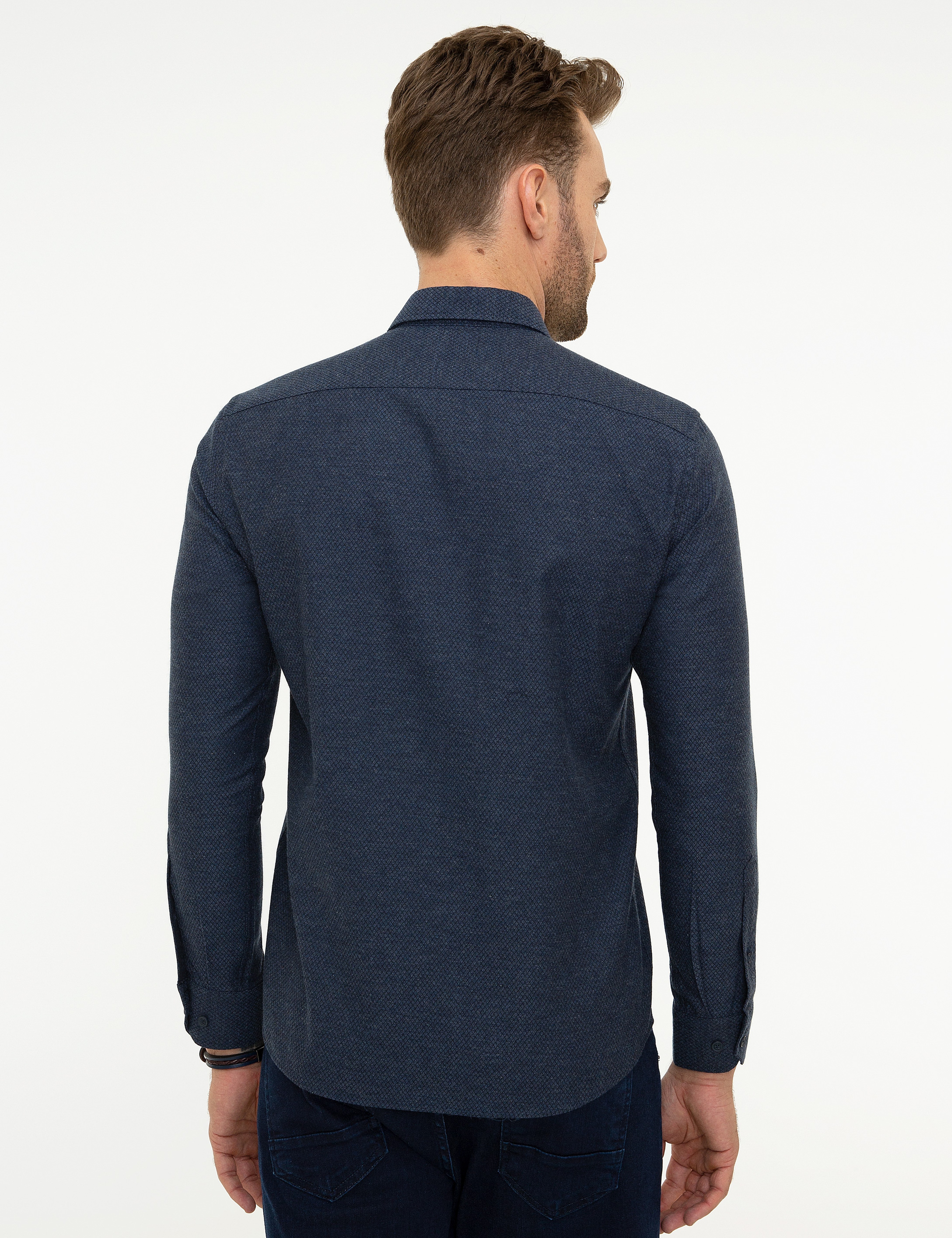 Lacivert Slim Fit Gömlek - Image 3