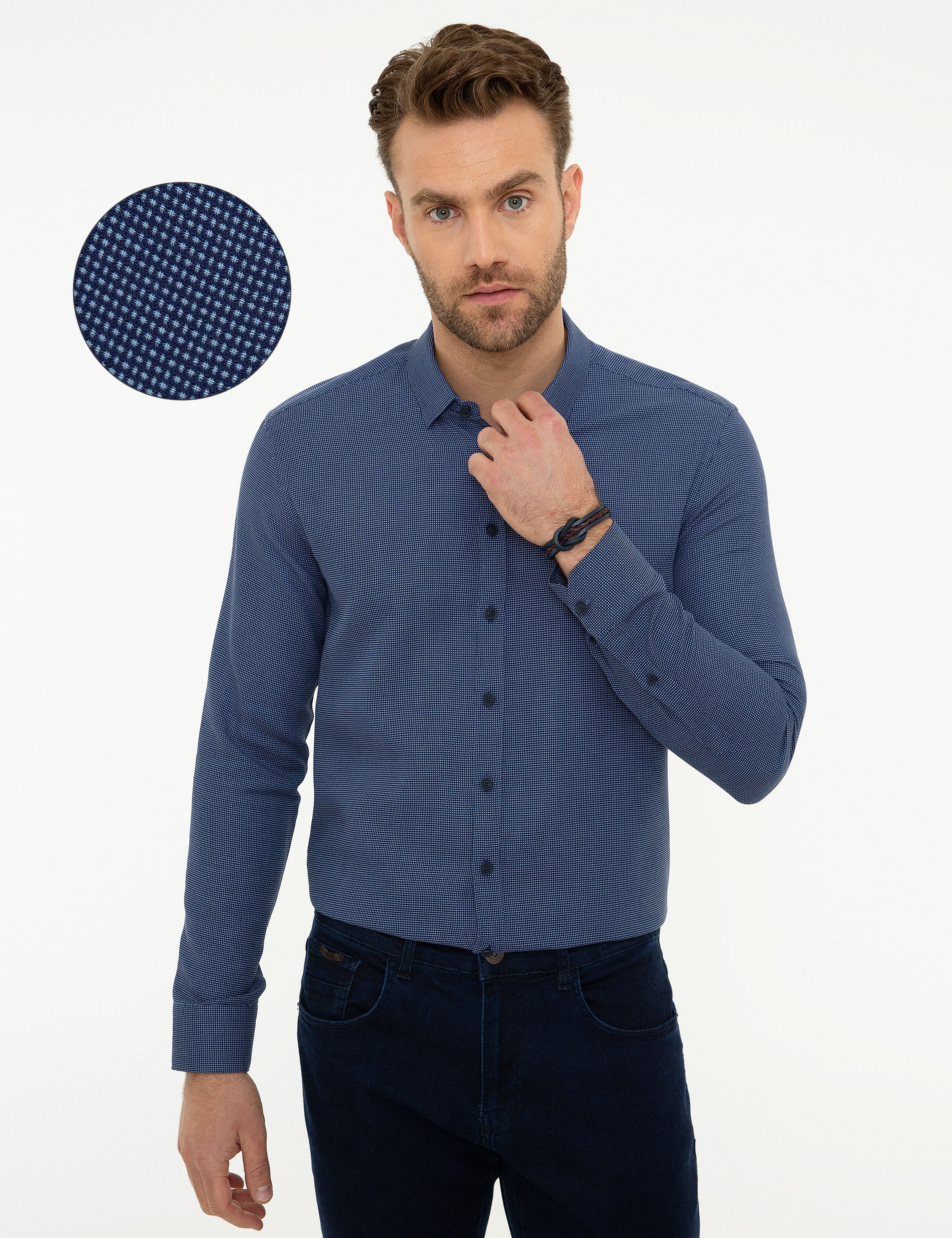 Lacivert Slim Fit Gömlek - Image 1