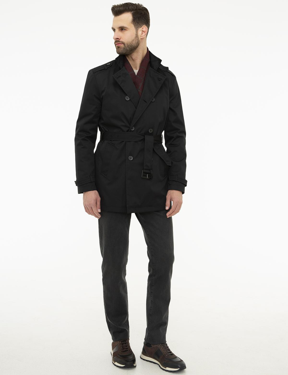 Siyah Standart Fit Trençkot - 50212078003