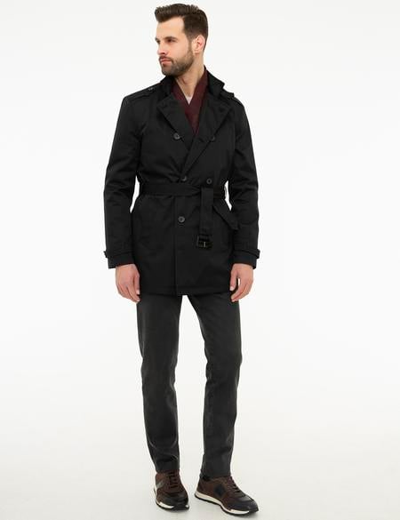 Siyah Standart Fit Trençkot - 50212078003