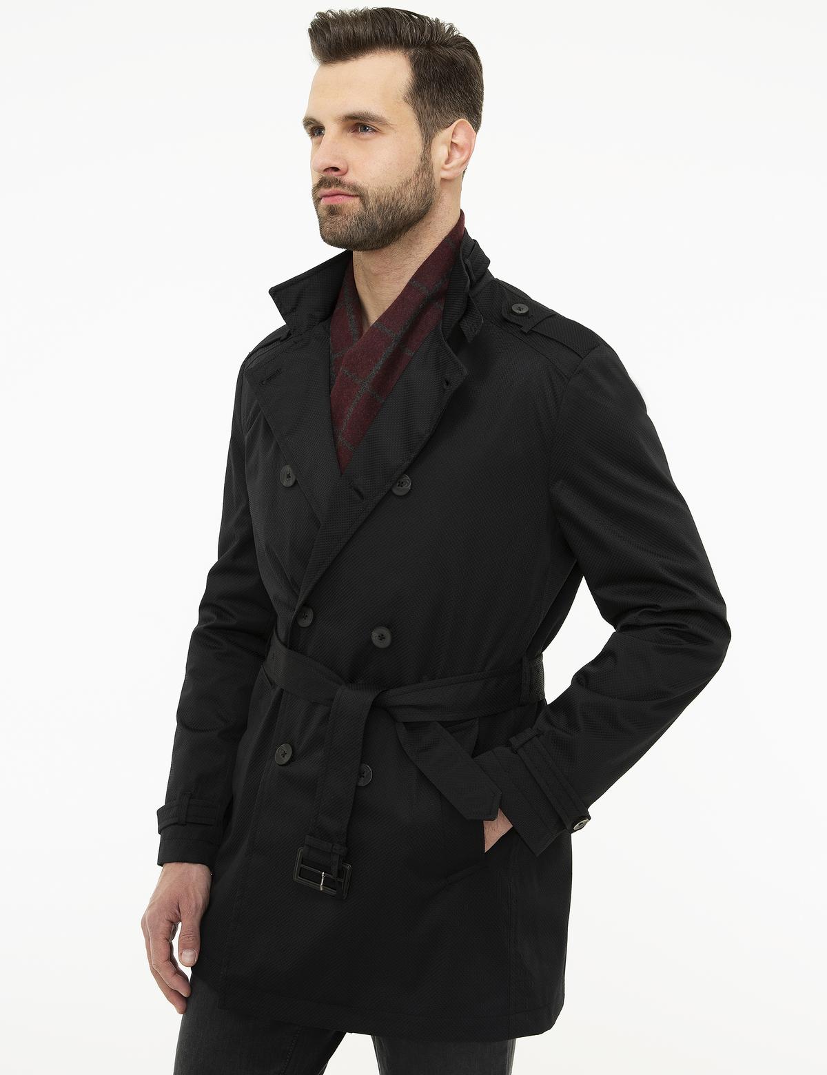 Siyah Standart Fit Trençkot - 50212078003