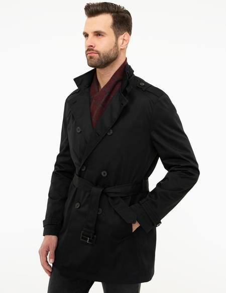 Siyah Standart Fit Trençkot - 50212078003