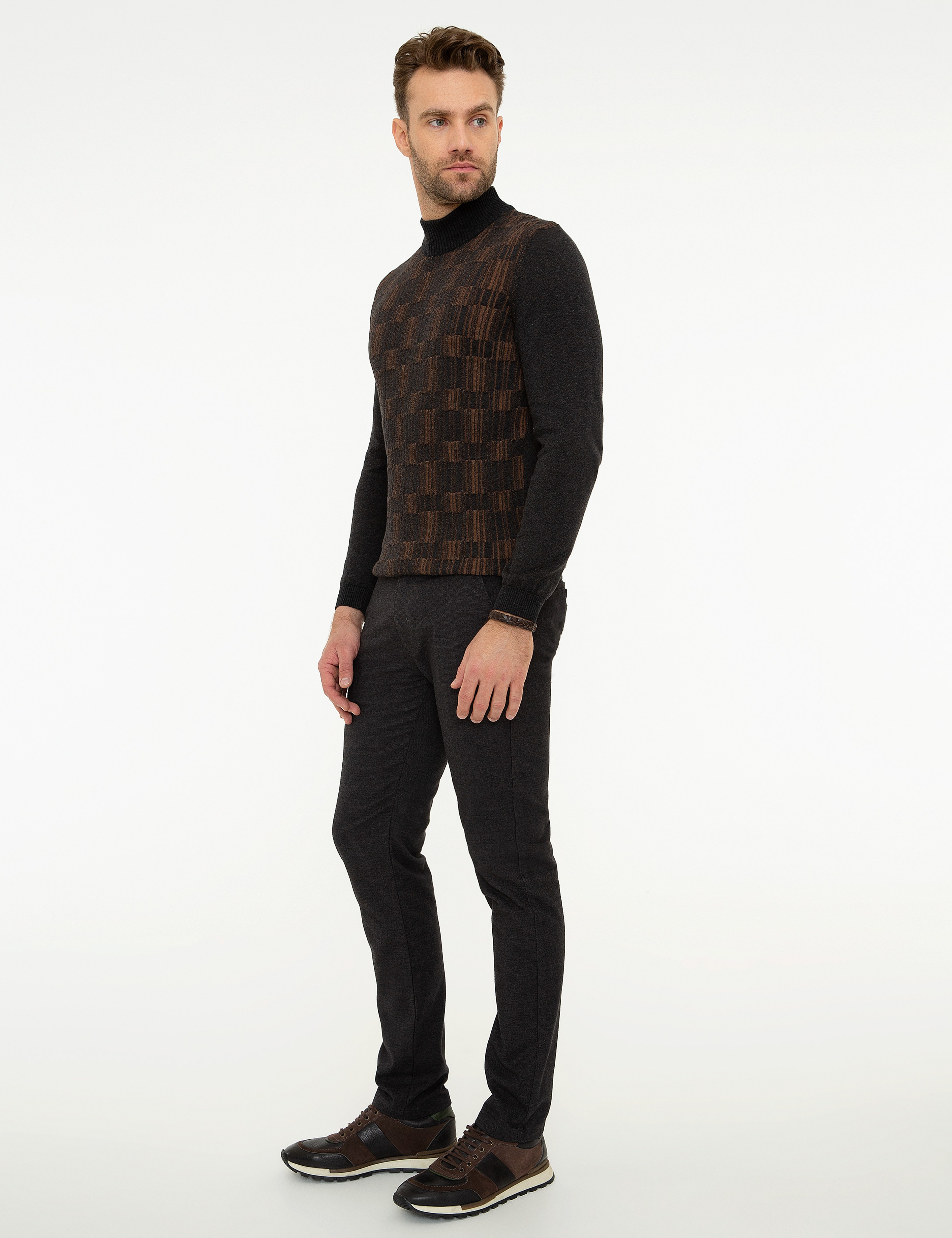 Siyah Slim Fit Chino Pantolon - Image 2