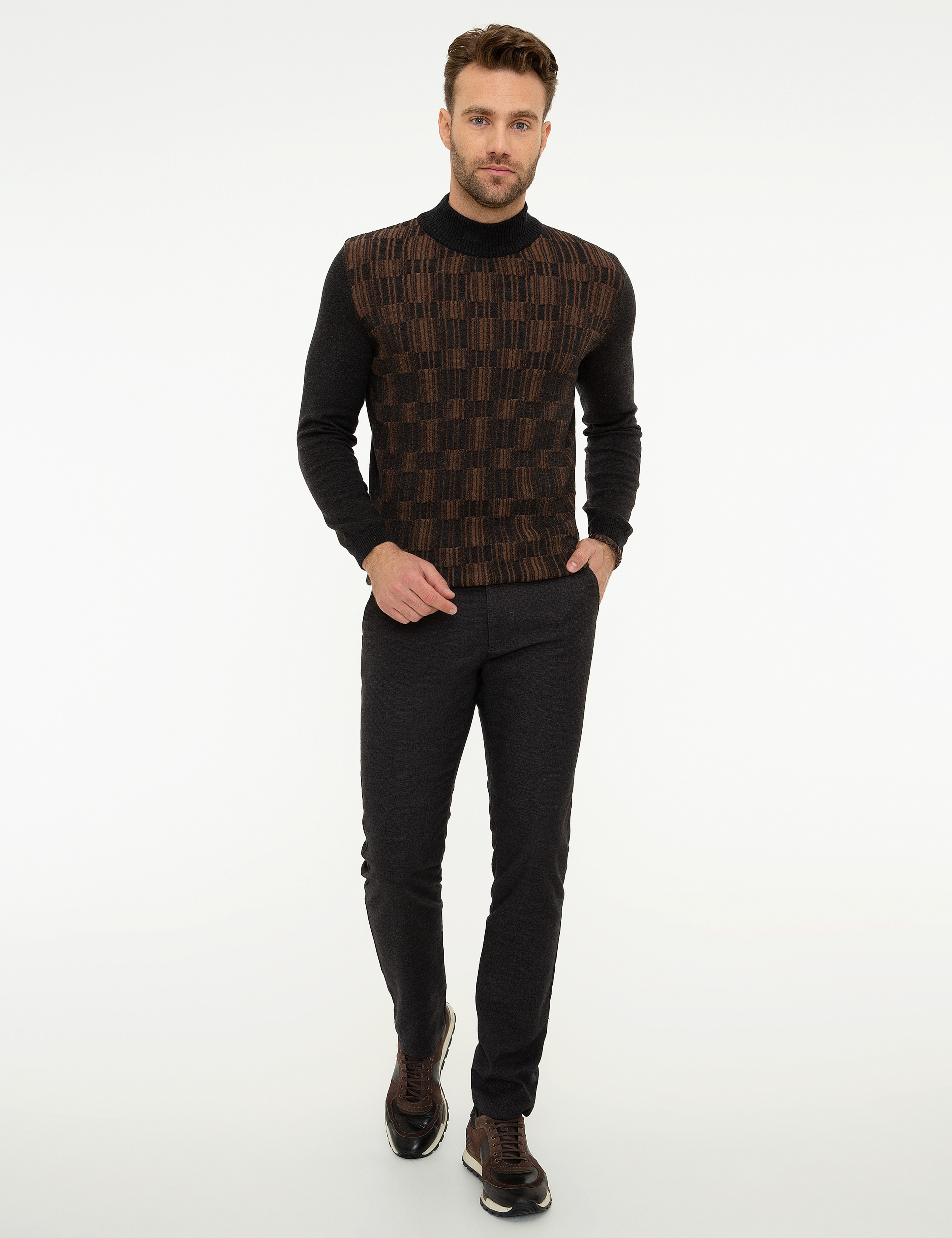 Siyah Slim Fit Chino Pantolon - Image 1