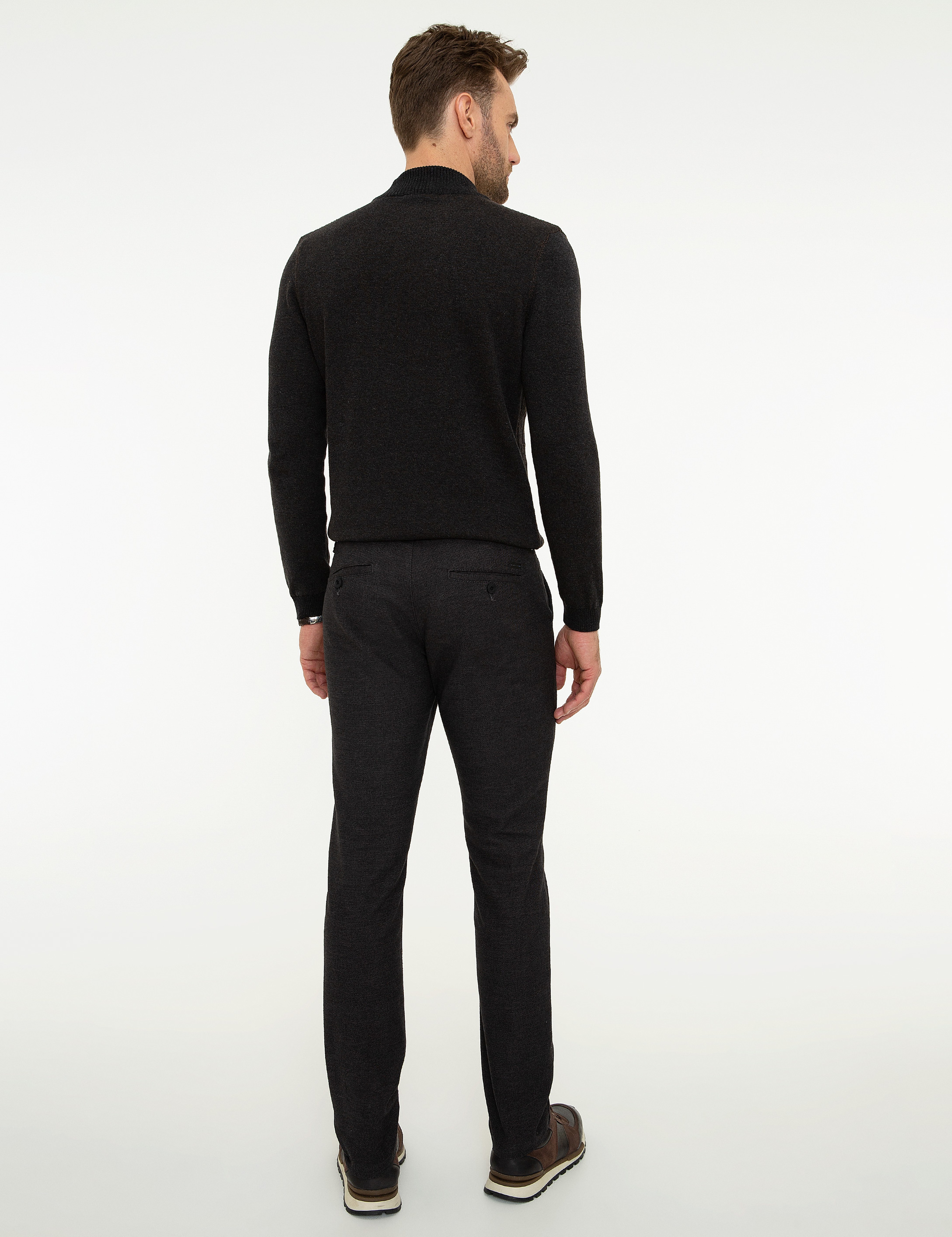 Siyah Slim Fit Chino Pantolon - Image 3