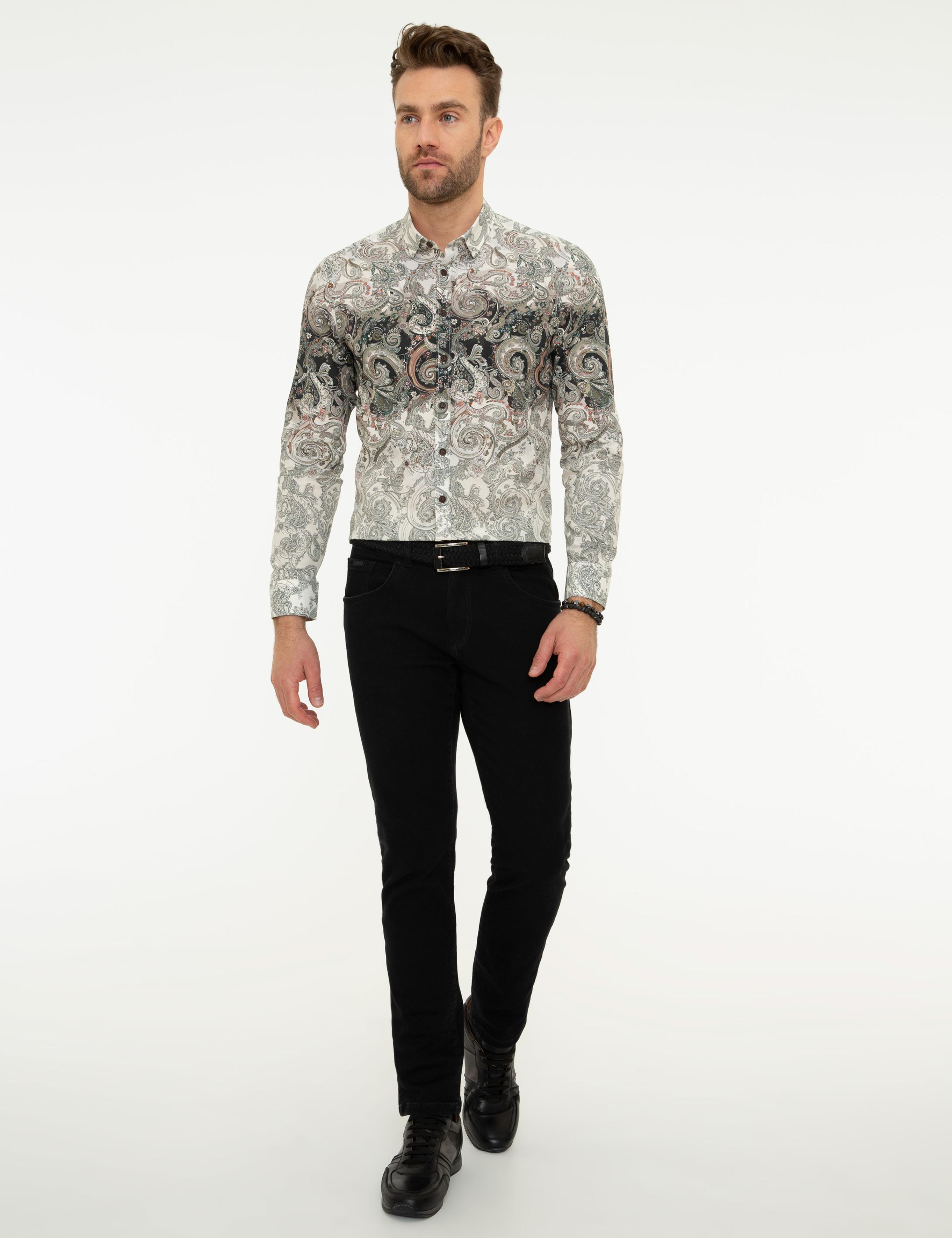 Kahverengi Slim Fit Uzun Kollu Gömlek