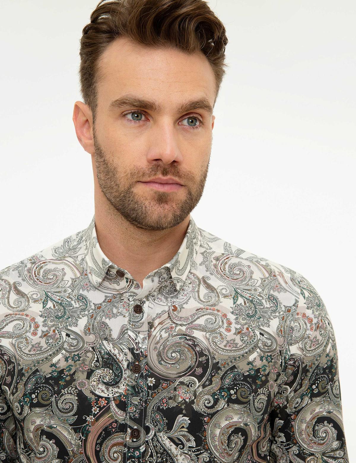 Kahverengi Slim Fit Uzun Kollu Gömlek - 50209249002