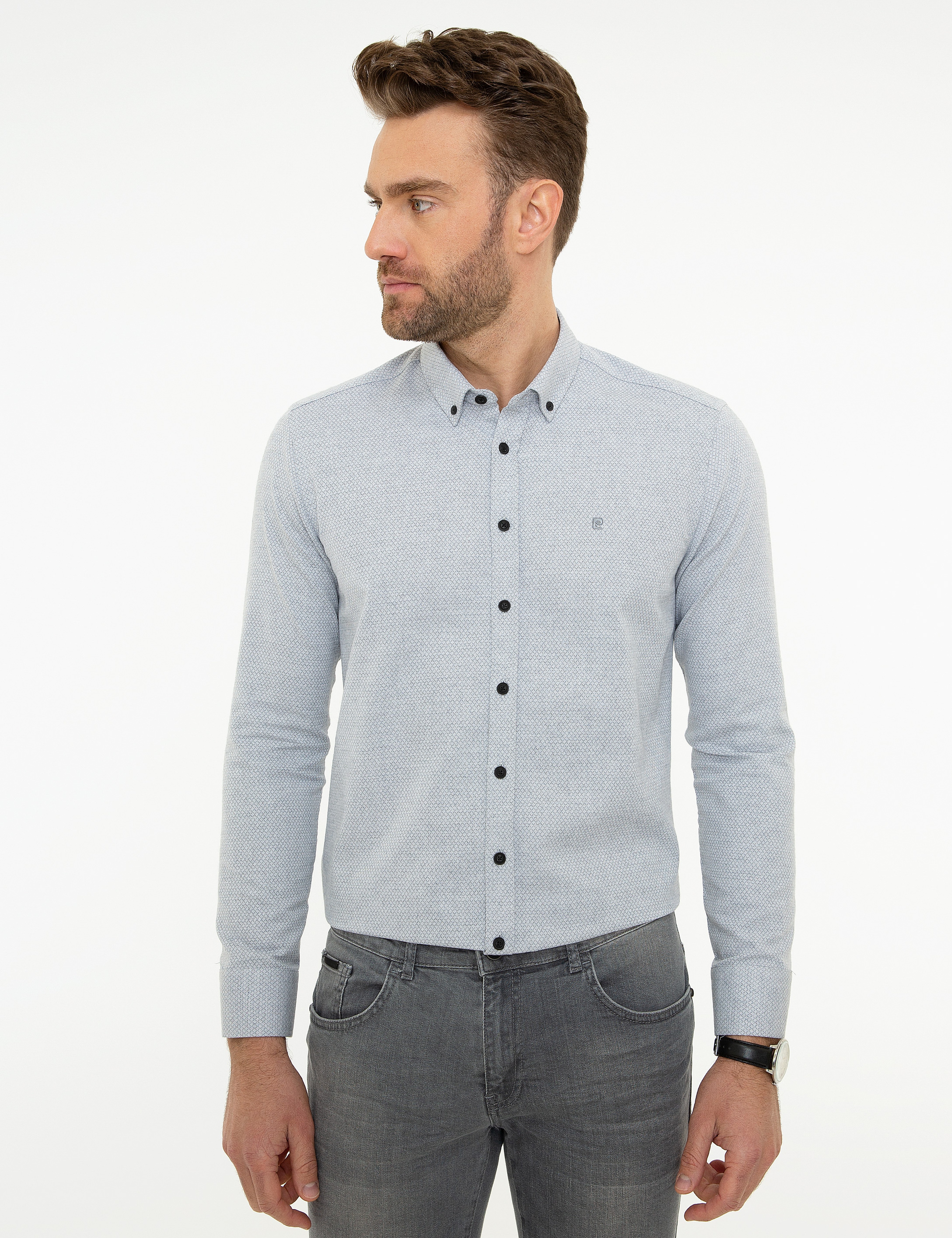 Gri Slim Fit Gömlek - Image 1