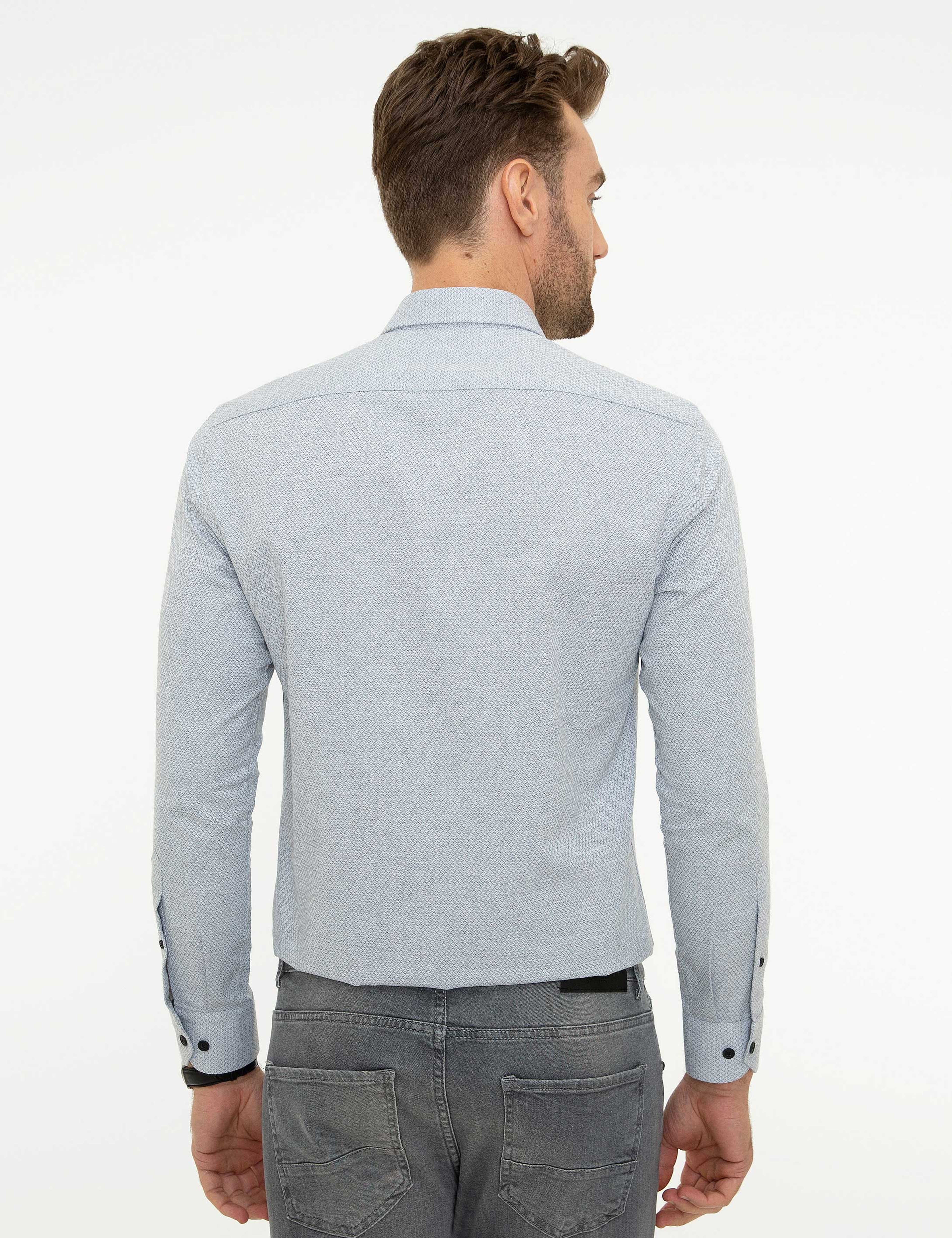 Gri Slim Fit Gömlek - Image 3