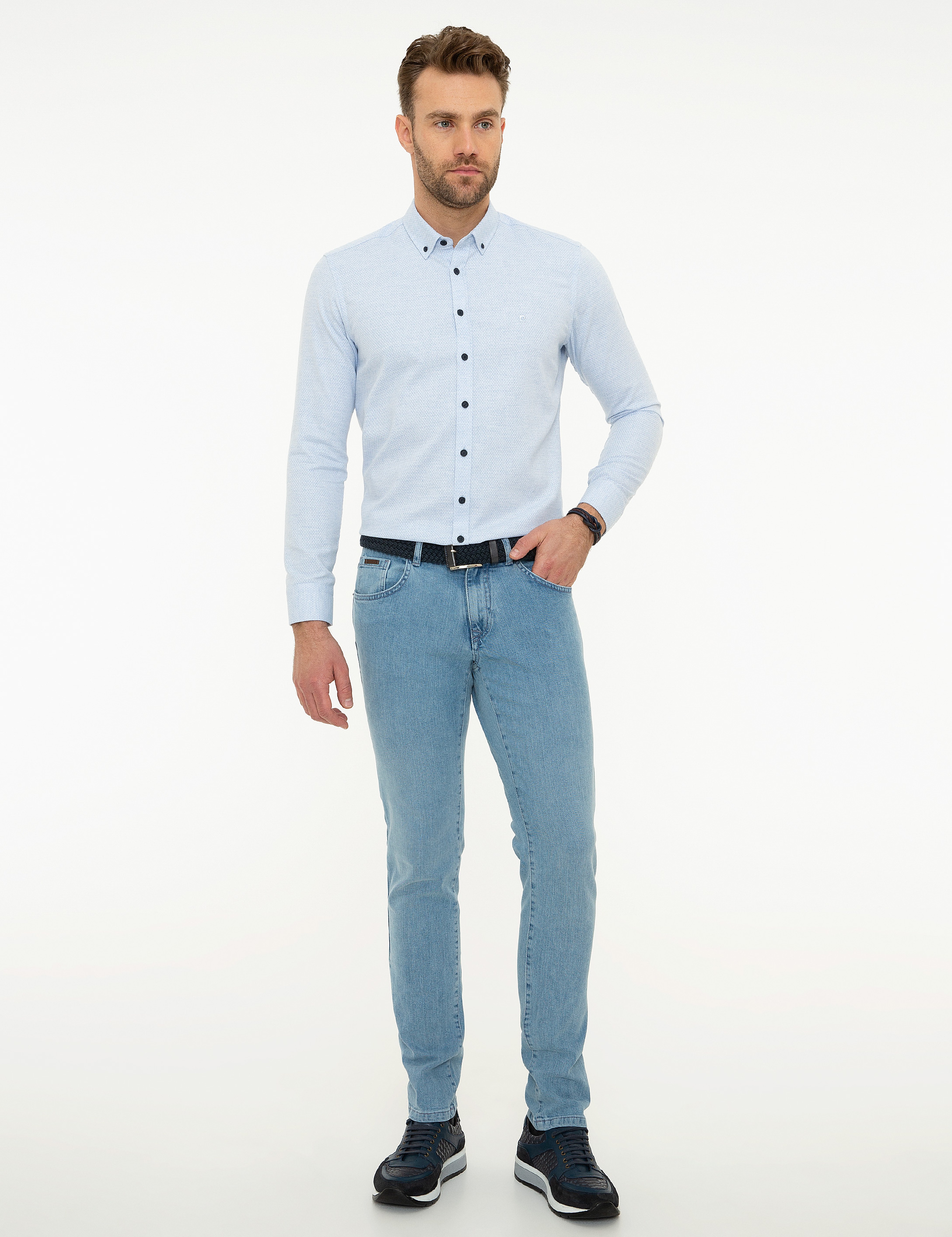 Açık Mavi Slim Fit Gömlek - Image 4