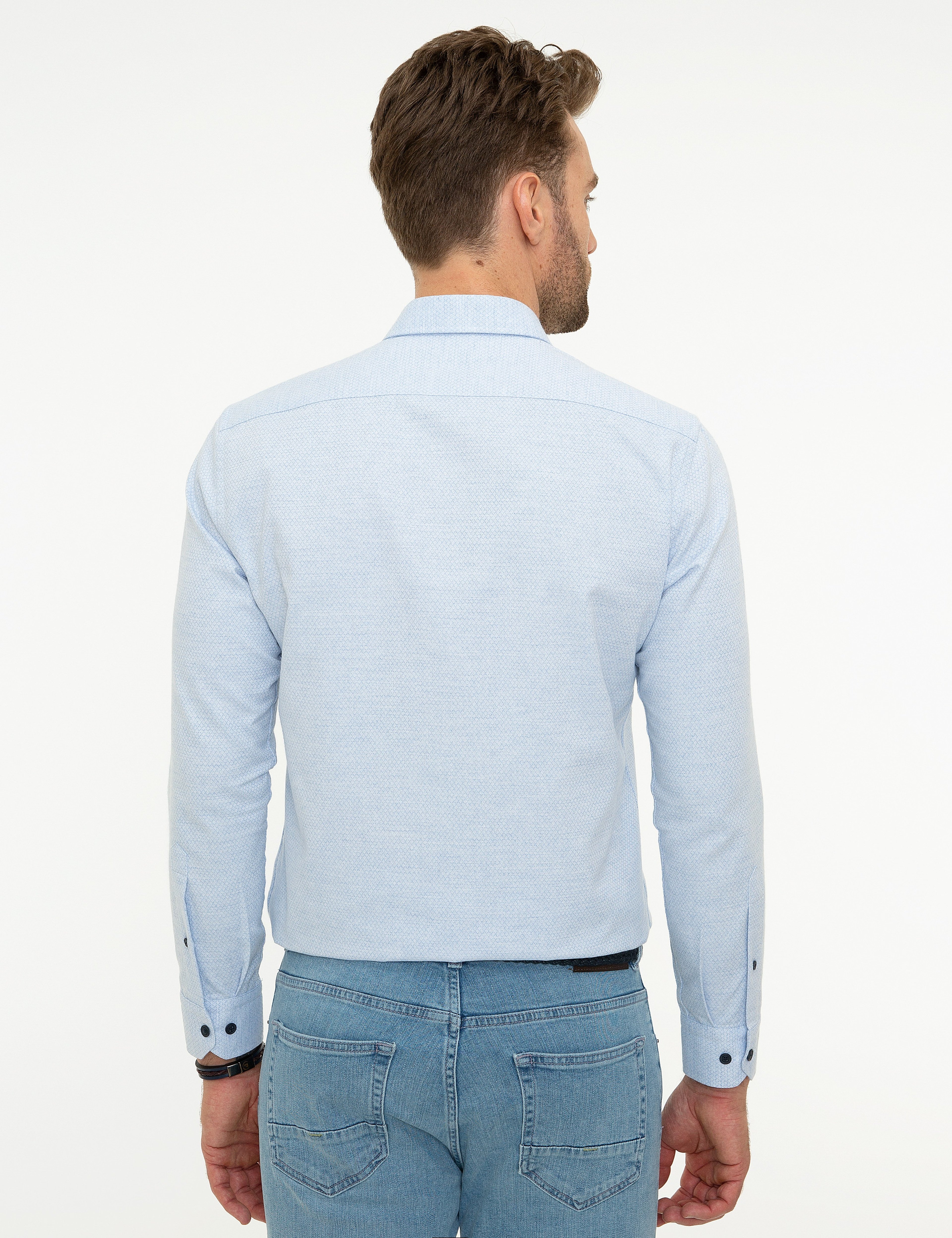 Açık Mavi Slim Fit Gömlek - Image 3