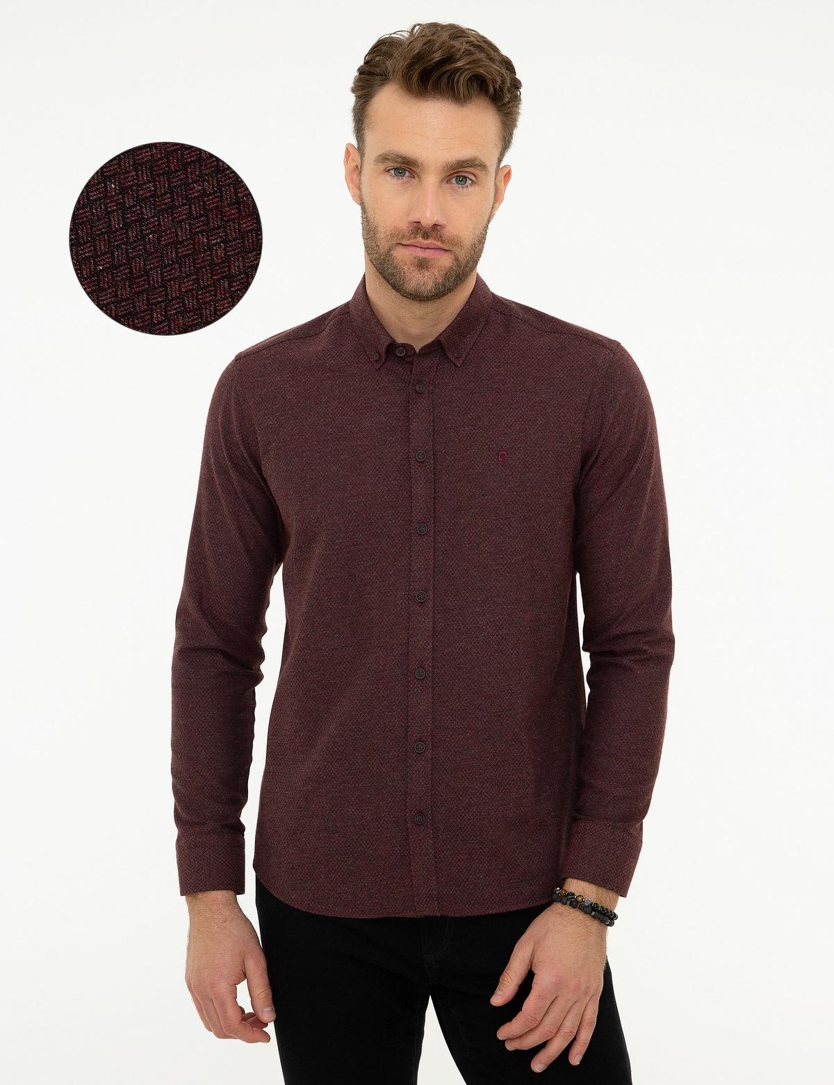 Bordo Slim Fit Gömlek