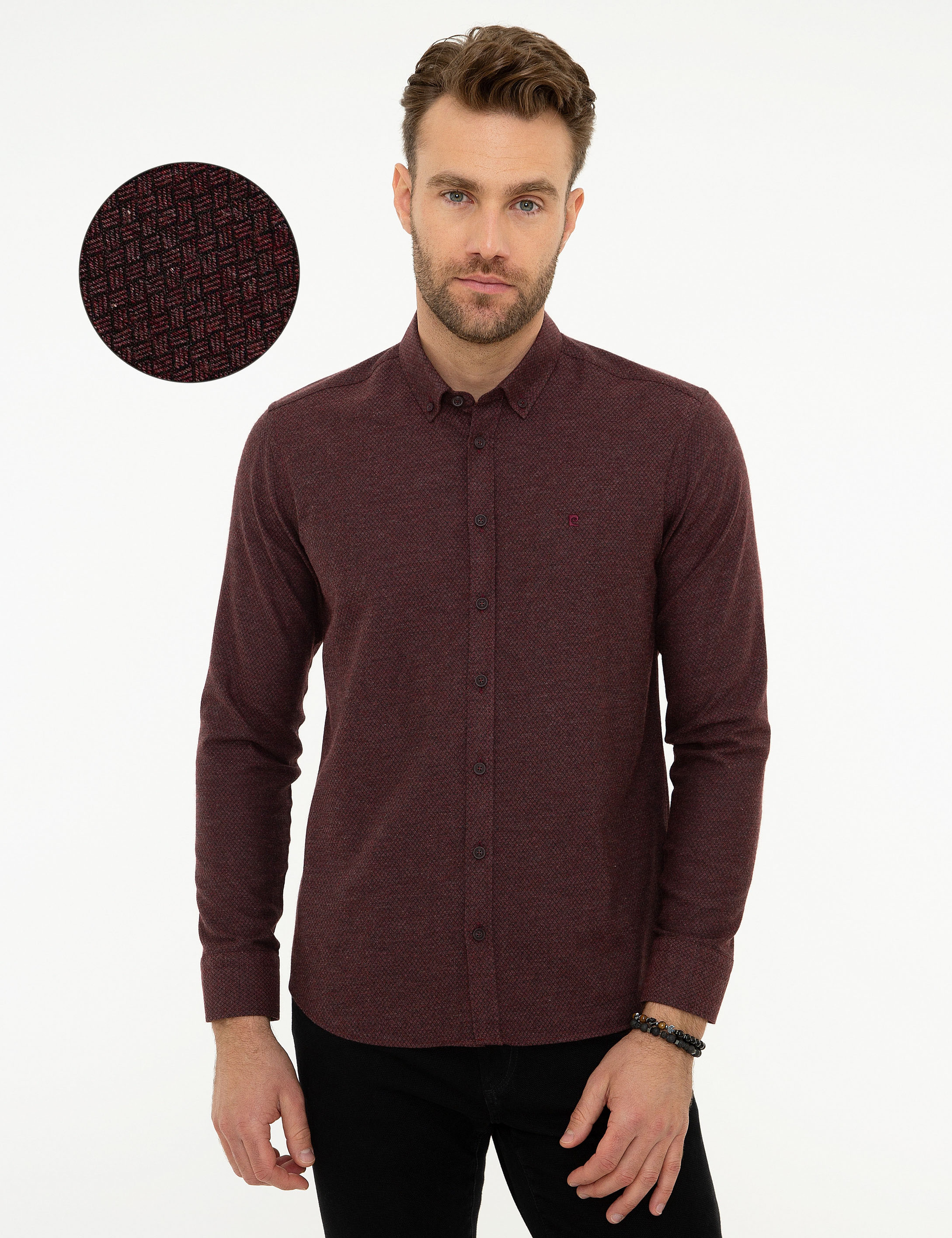 Bordo Slim Fit Gömlek