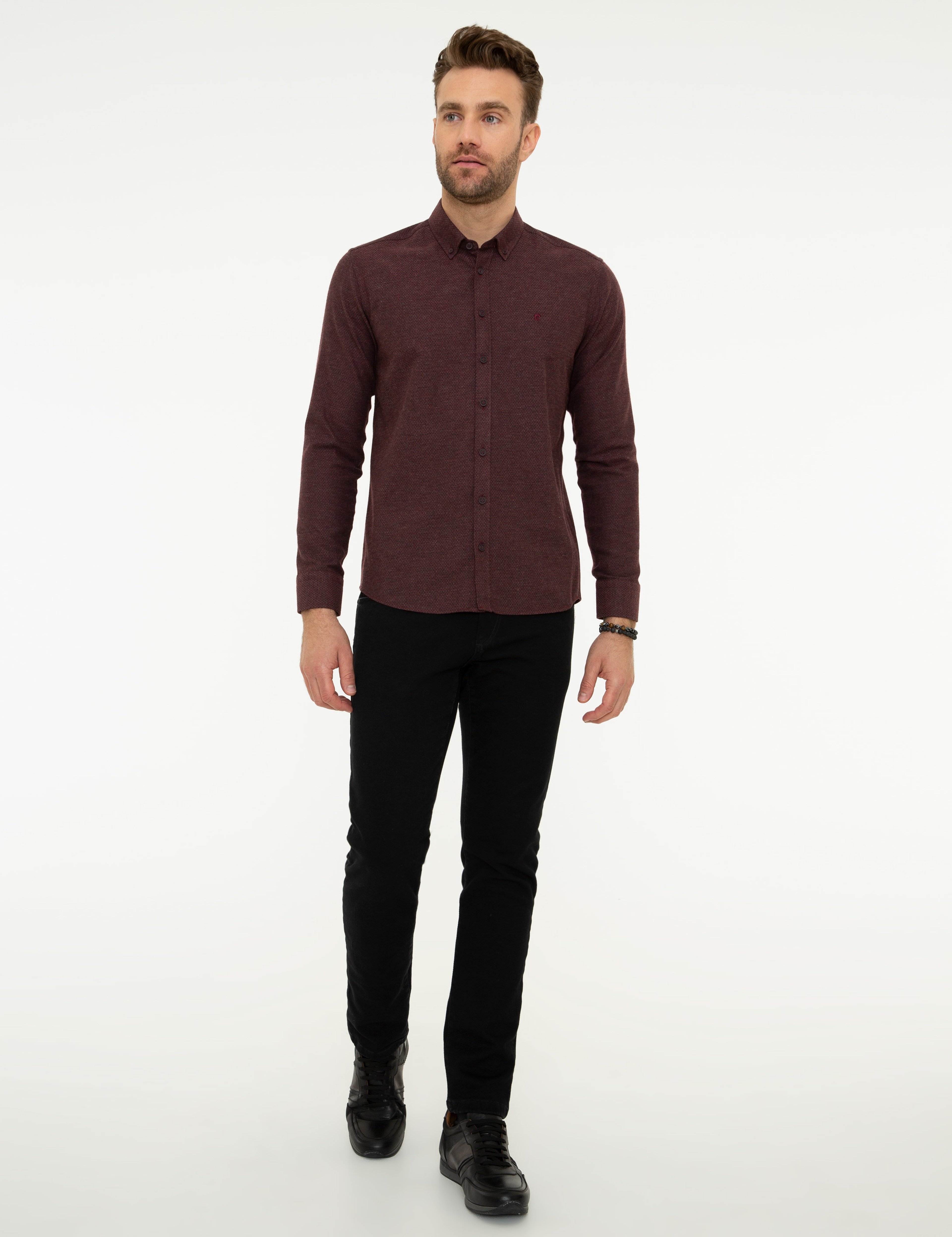 Bordo Slim Fit Gömlek - Image 4