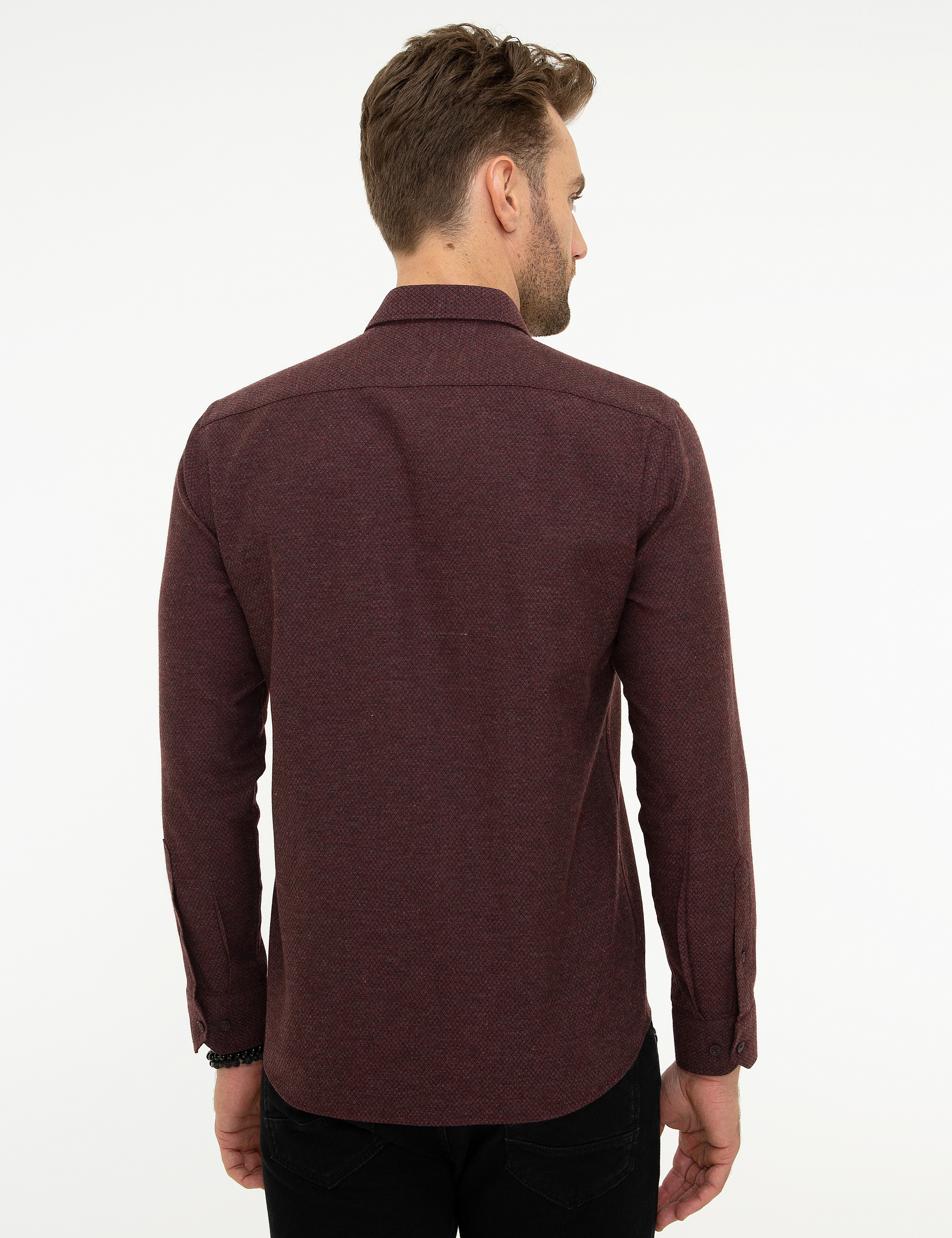 Bordo Slim Fit Gömlek - Image 3