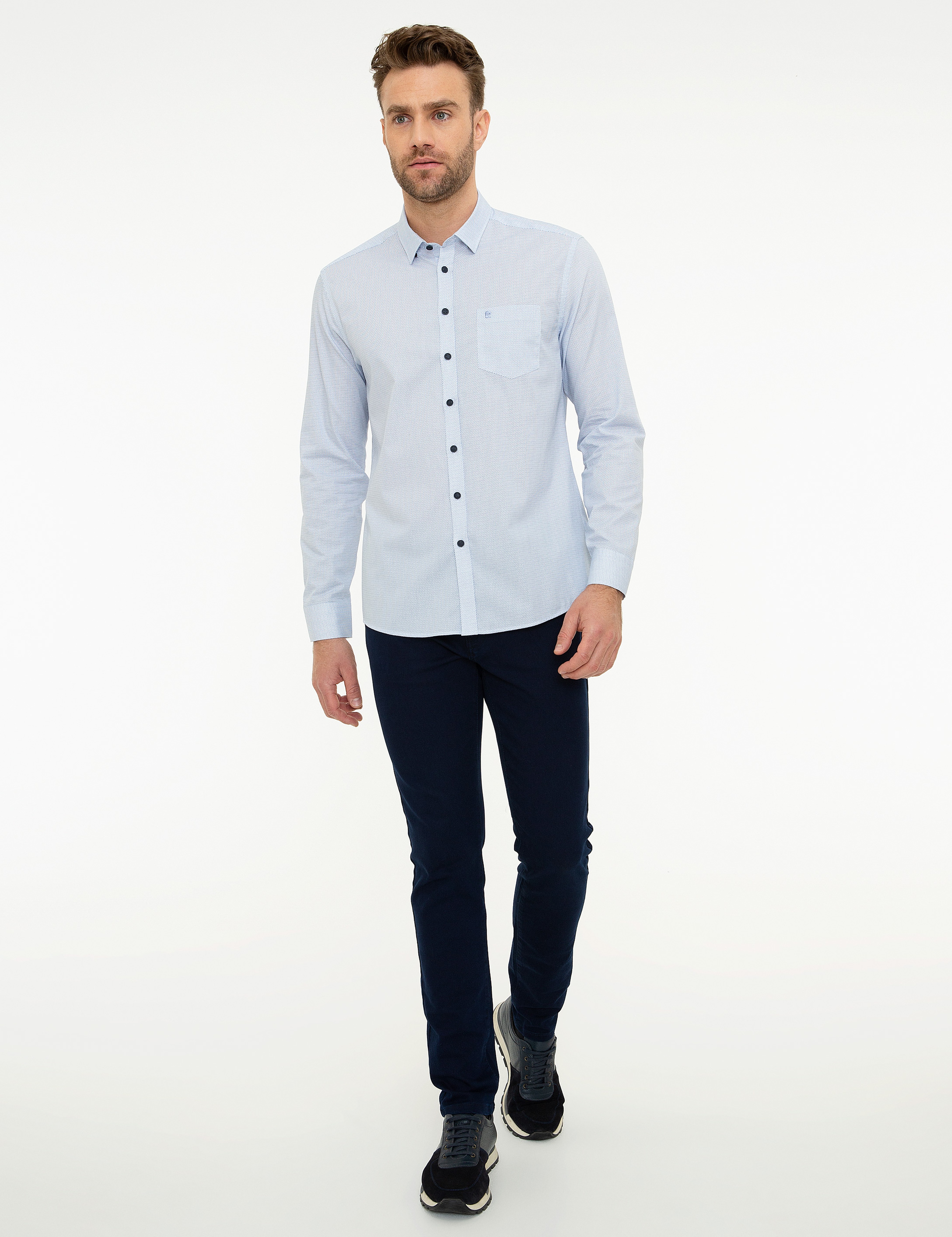 Mavi Regular Fit Uzun Kollu Gömlek - Image 4