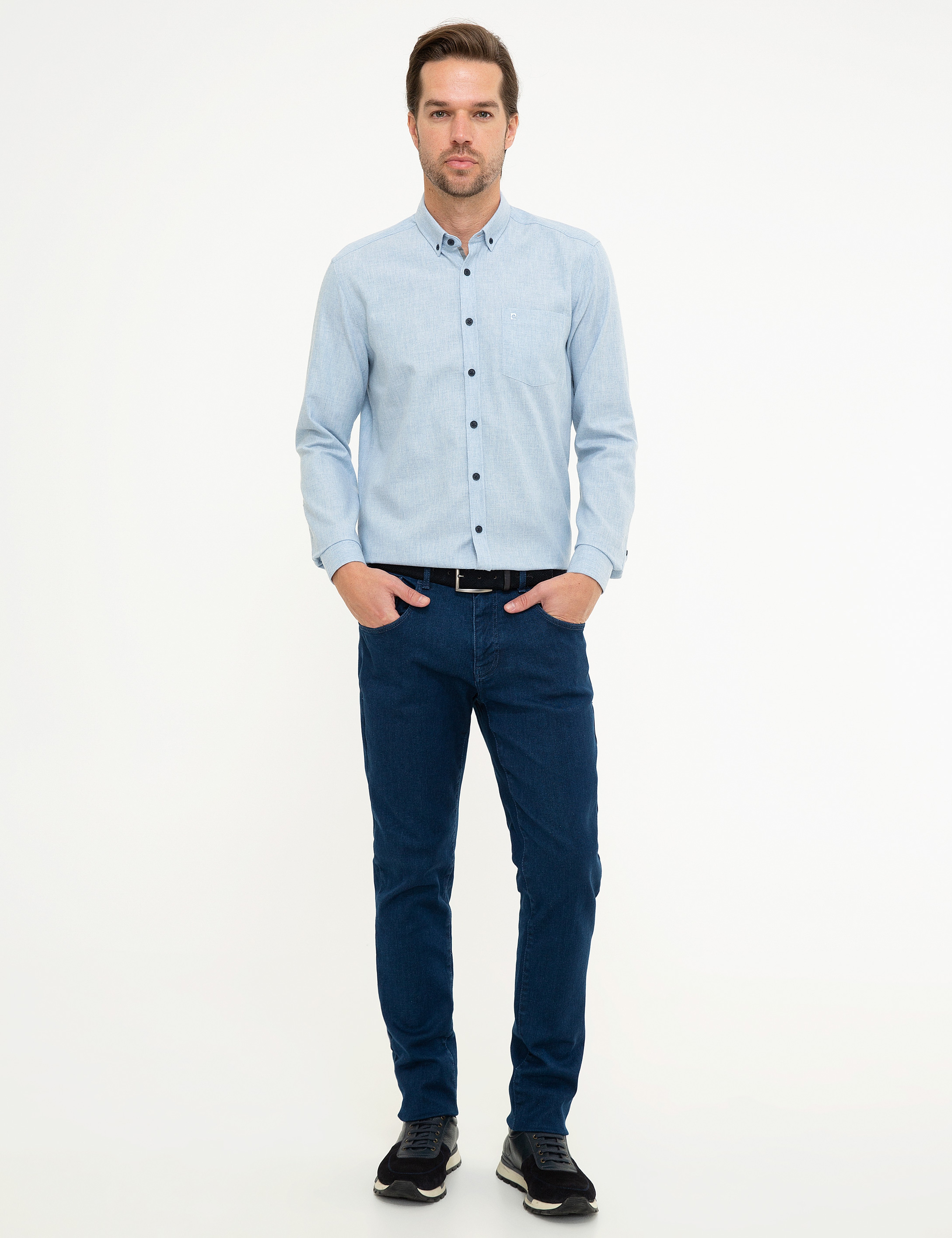 Açık Mavi Regular Fit Uzun Kollu Gömlek - Image 4