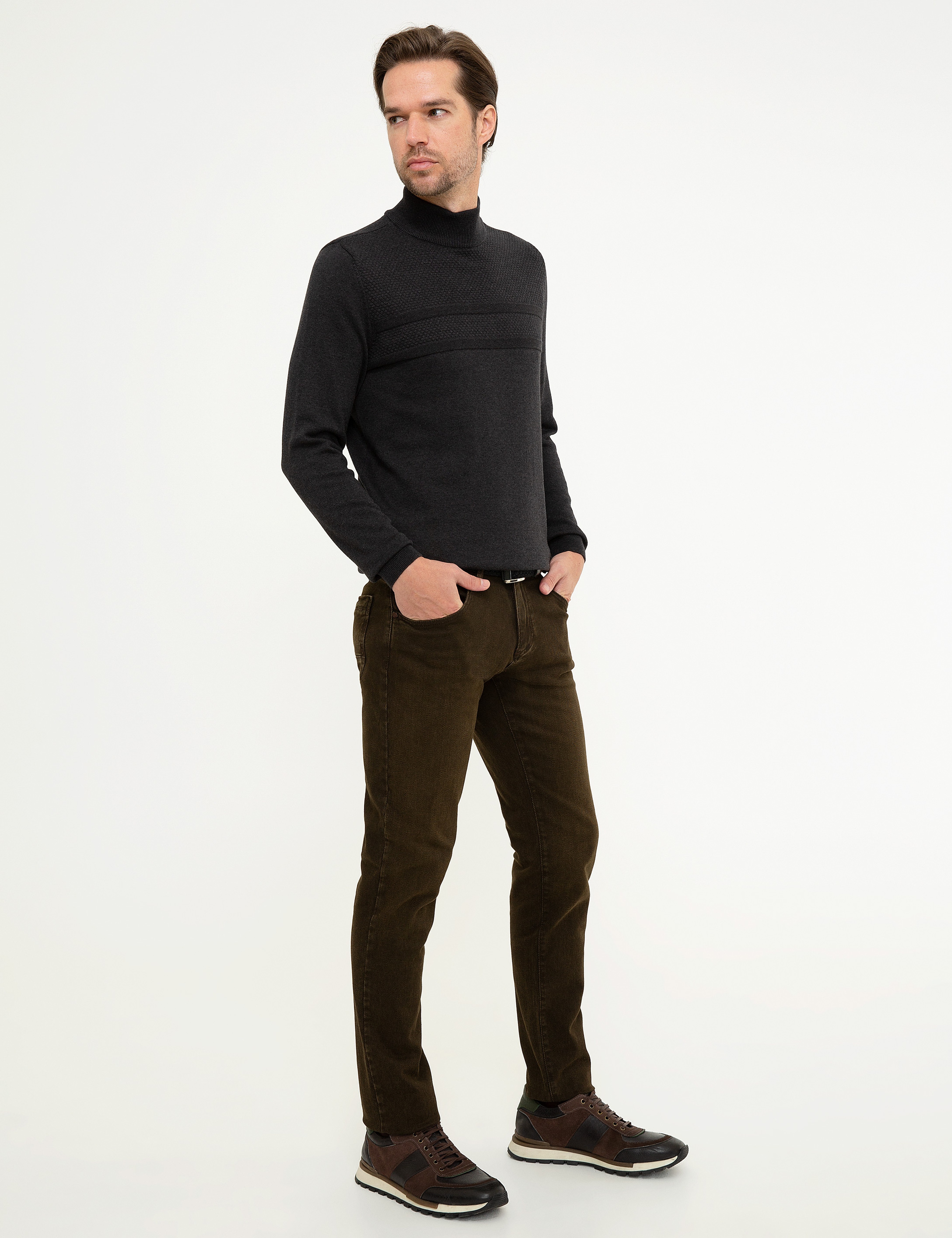Kahverengi Slim Fit Jean Pantolon - Image 2