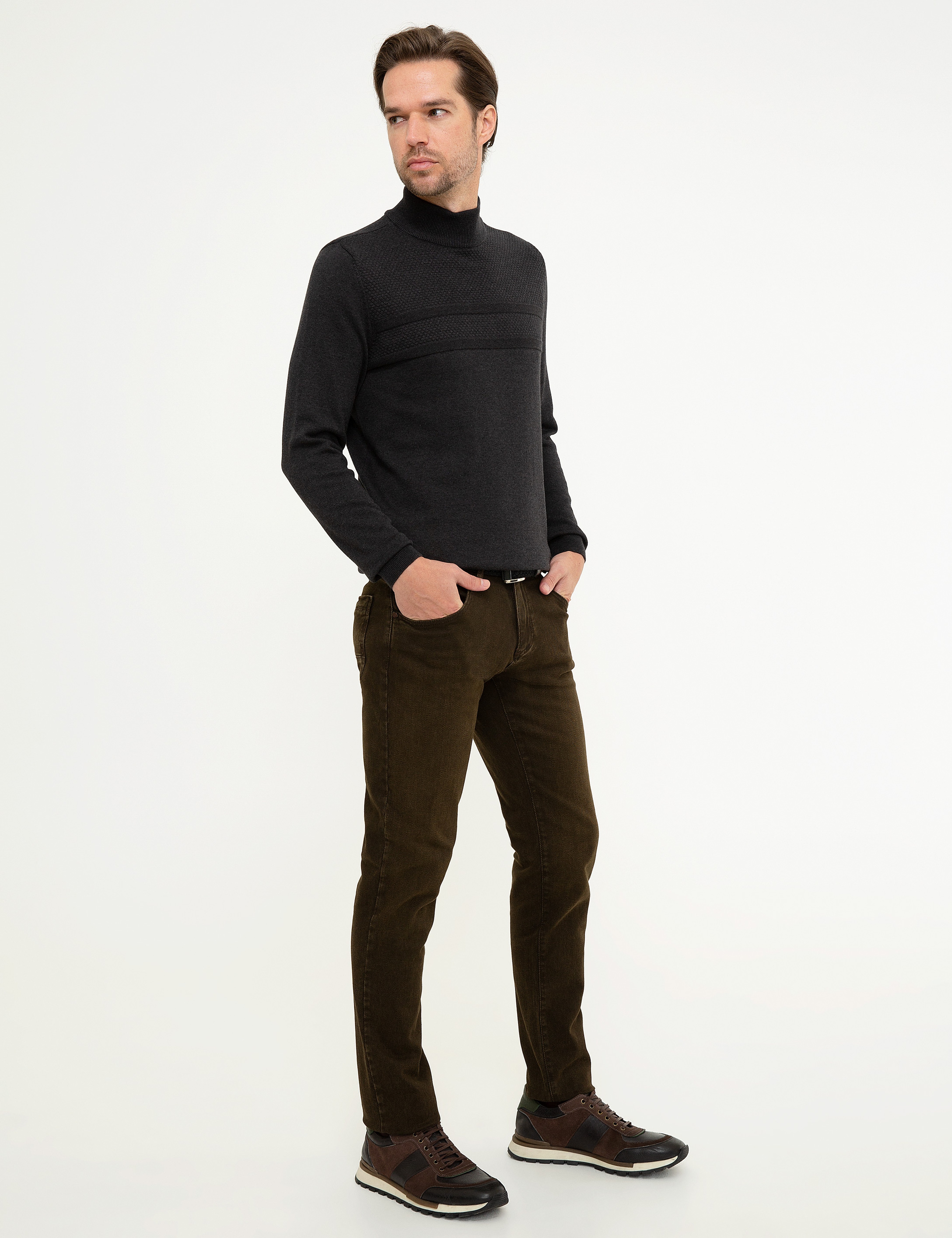 Kahverengi Slim Fit Jean Pantolon