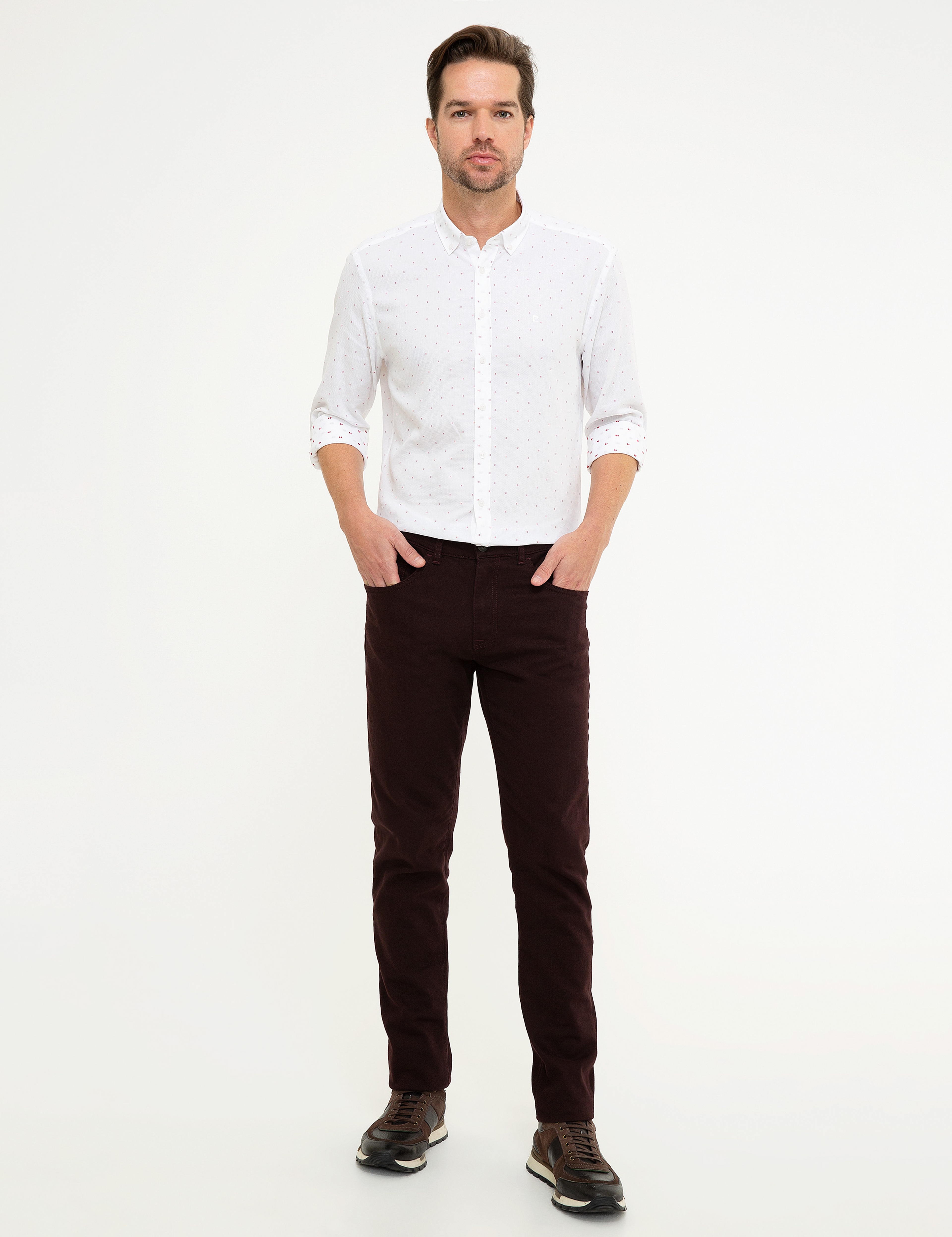 Bordo Slim Fit Denim Pantolon - Image 1