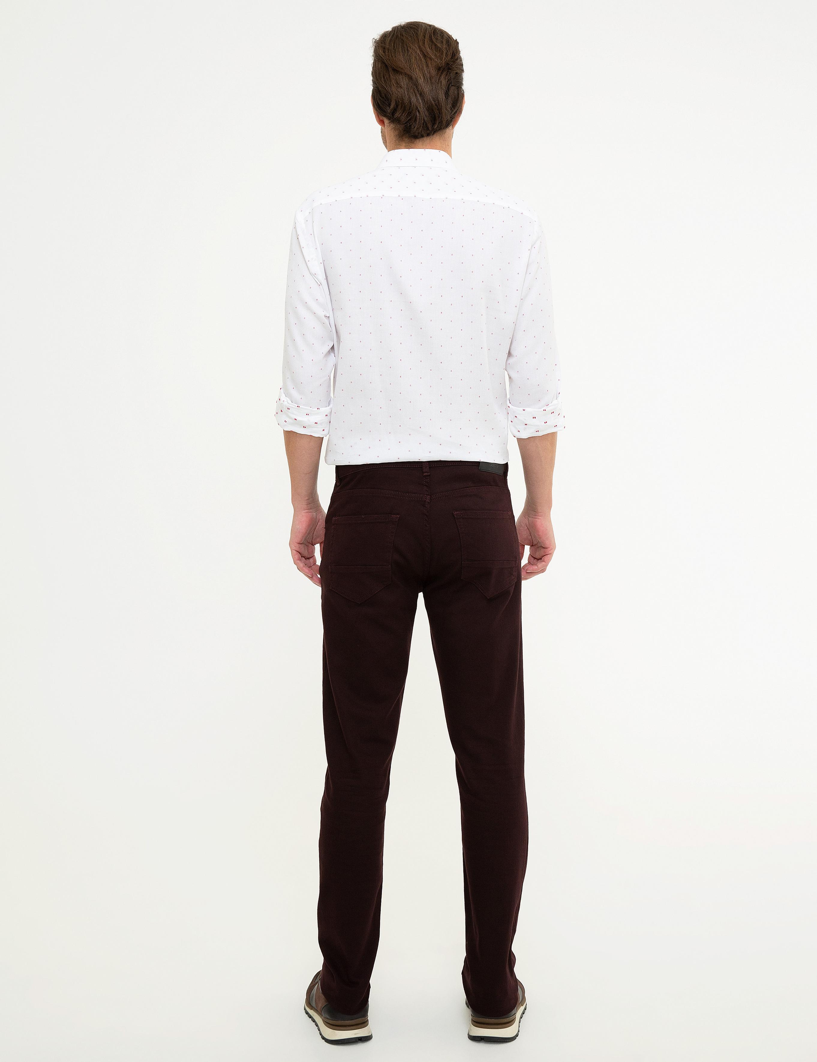 Bordo Slim Fit Denim Pantolon