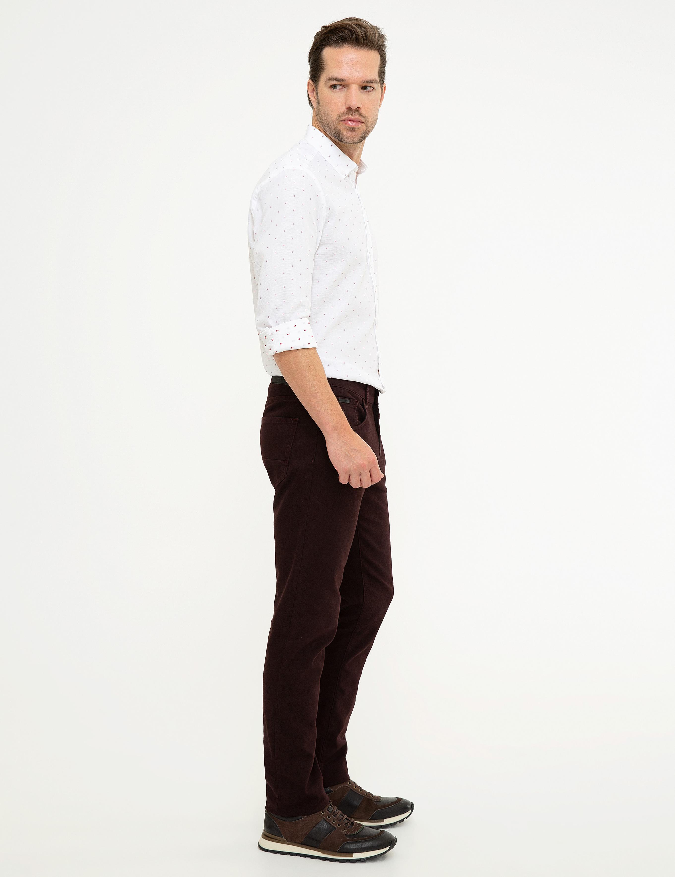 Bordo Slim Fit Denim Pantolon