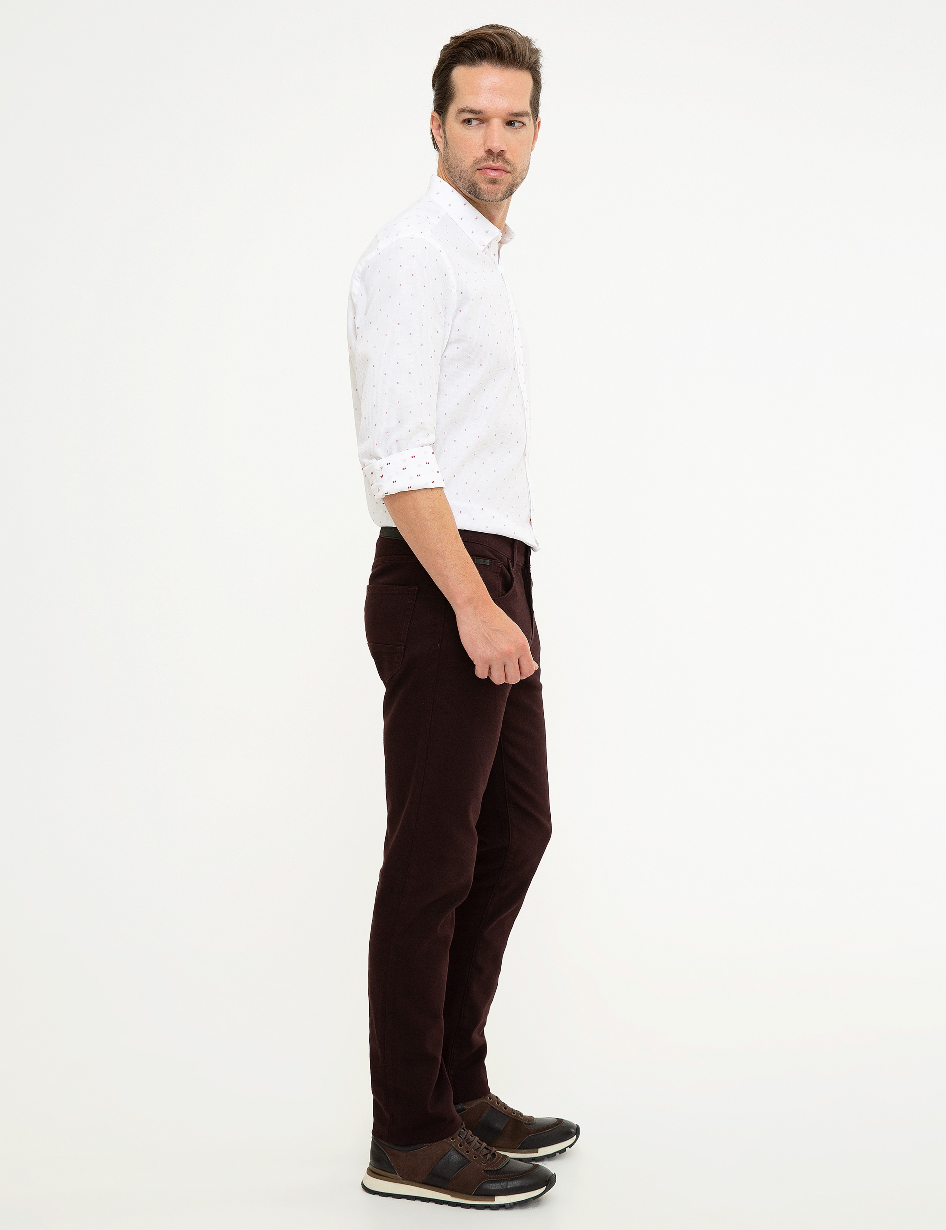 Bordo Slim Fit Denim Pantolon - Image 2