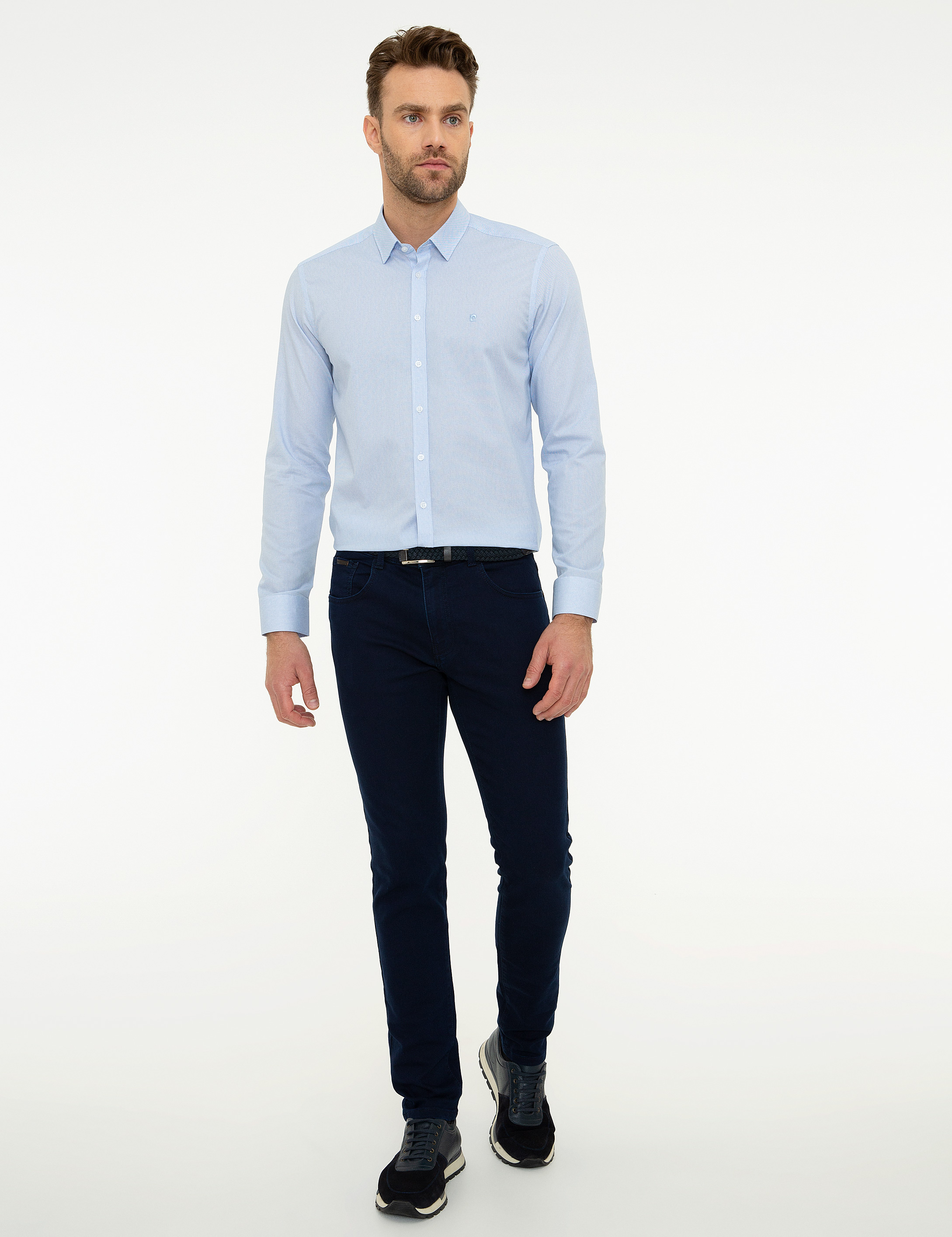 Mavi Slim Fit Uzun Kollu Gömlek