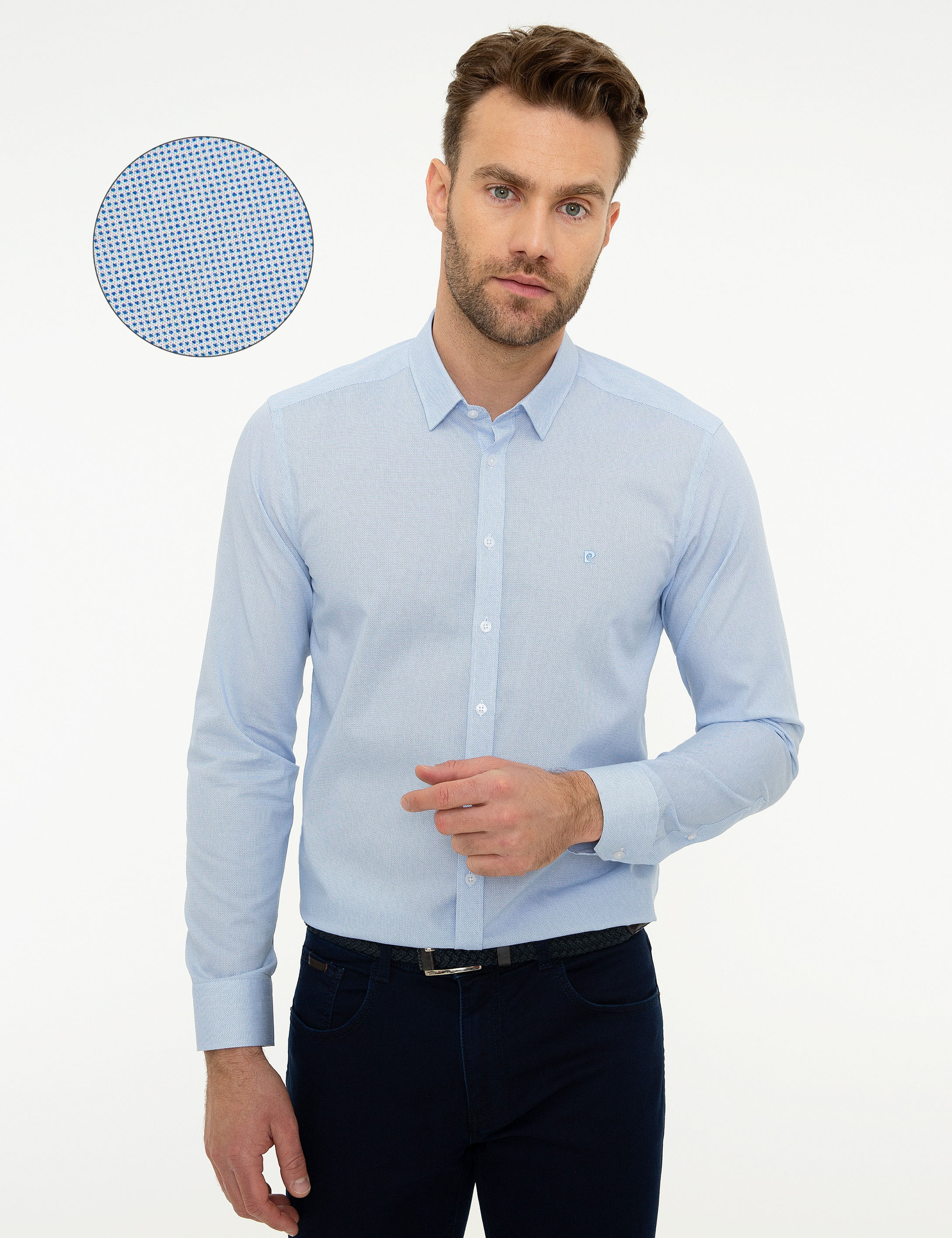 Mavi Slim Fit Uzun Kollu Gömlek - Image 1