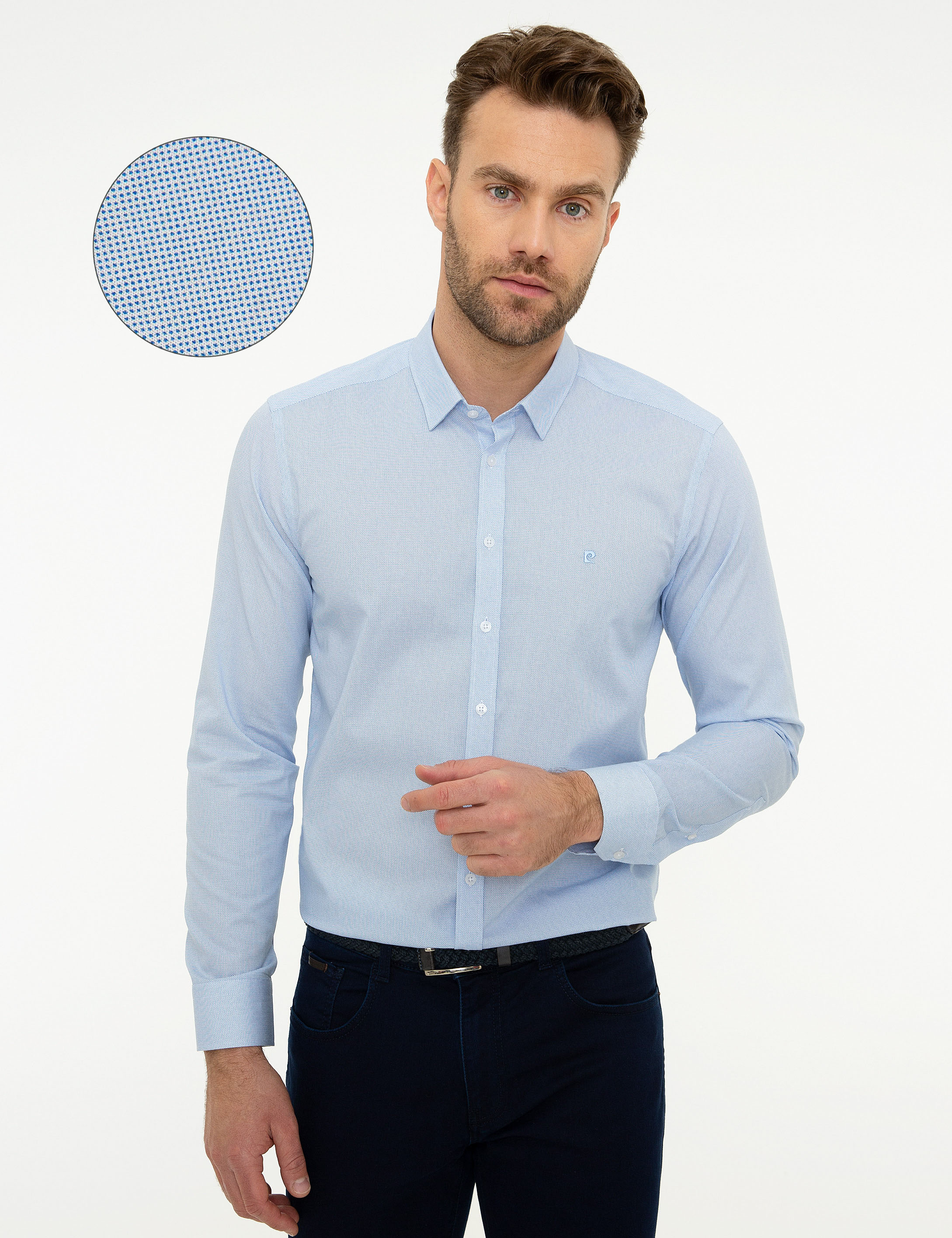 Mavi Slim Fit Uzun Kollu Gömlek