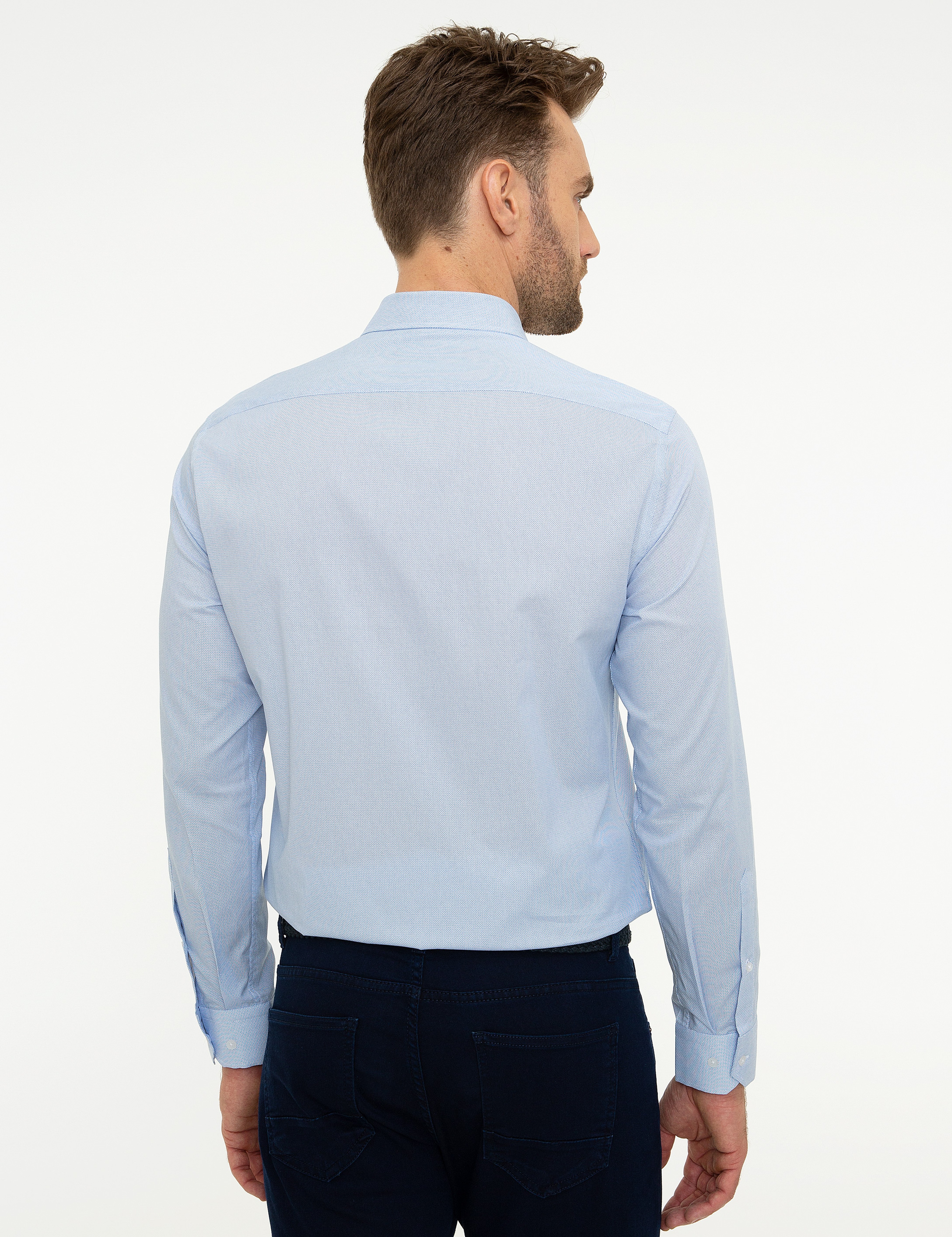 Mavi Slim Fit Uzun Kollu Gömlek - Image 3