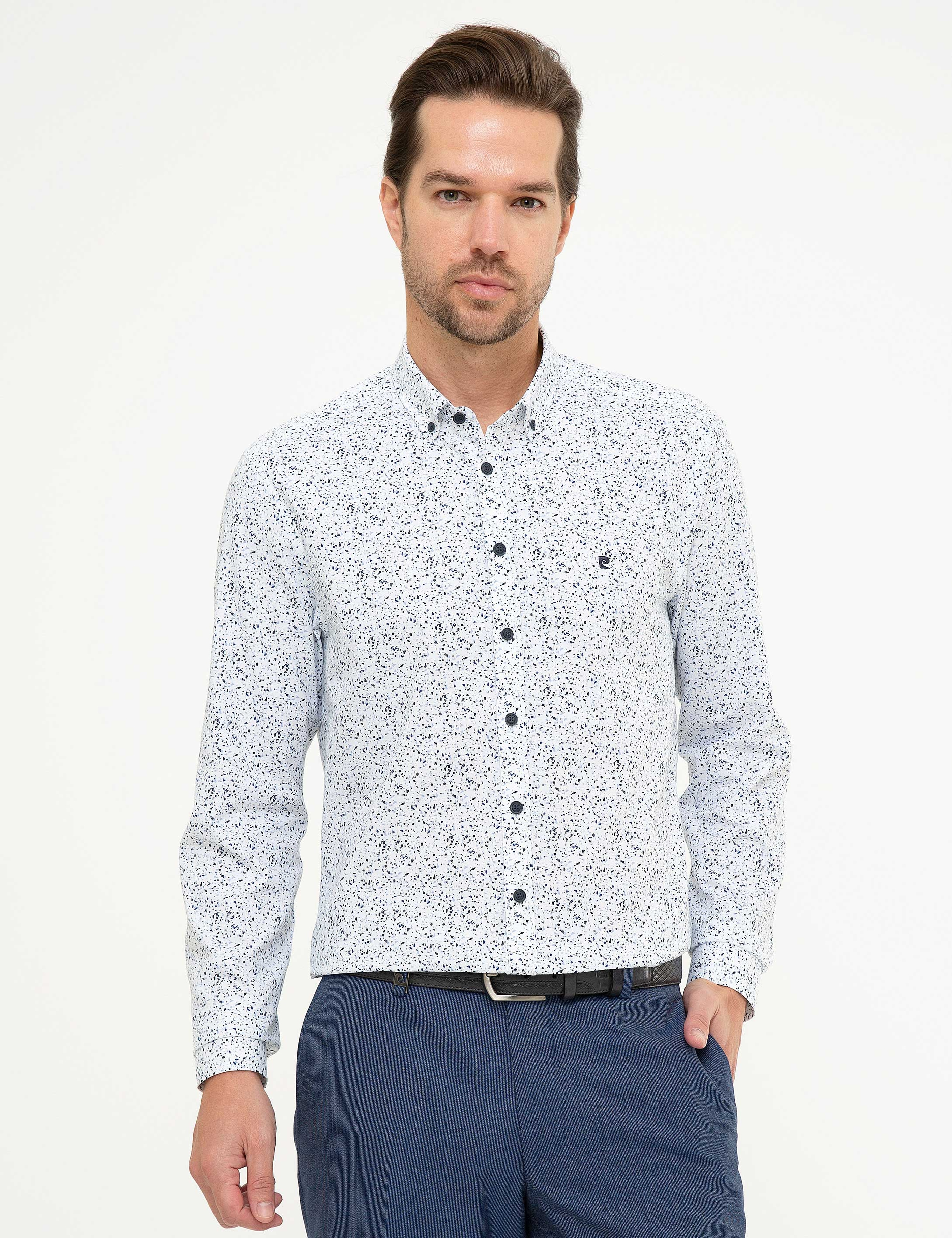 Lacivert Slim Fit Uzun Kollu Gömlek - Image 2