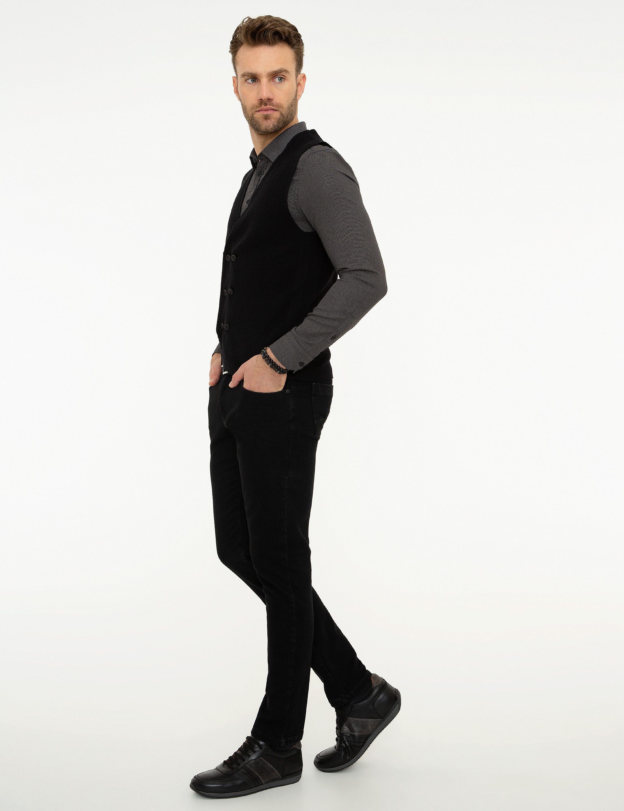 Siyah Slim Fit Denim Pantolon