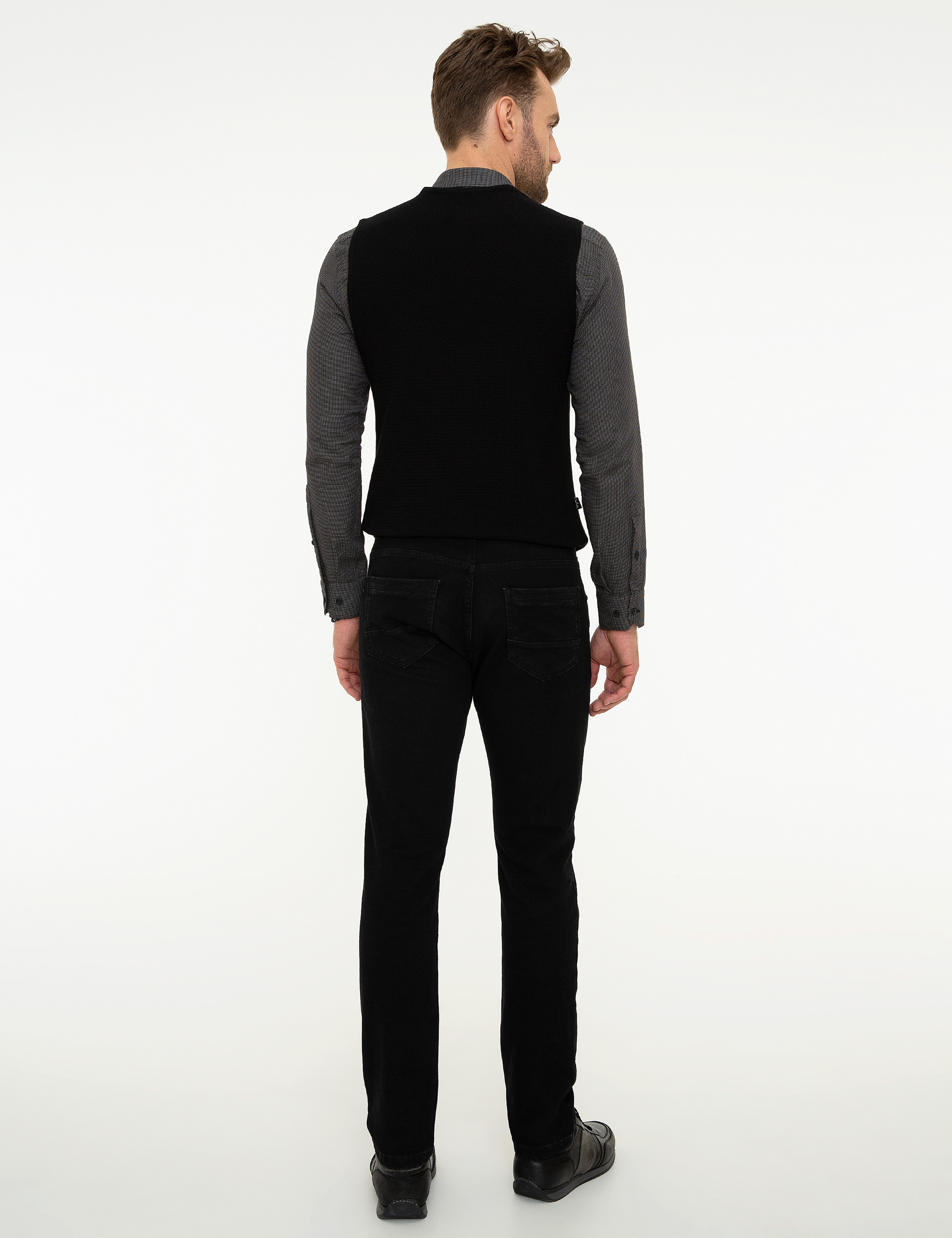 Siyah Slim Fit Denim Pantolon - Image 3