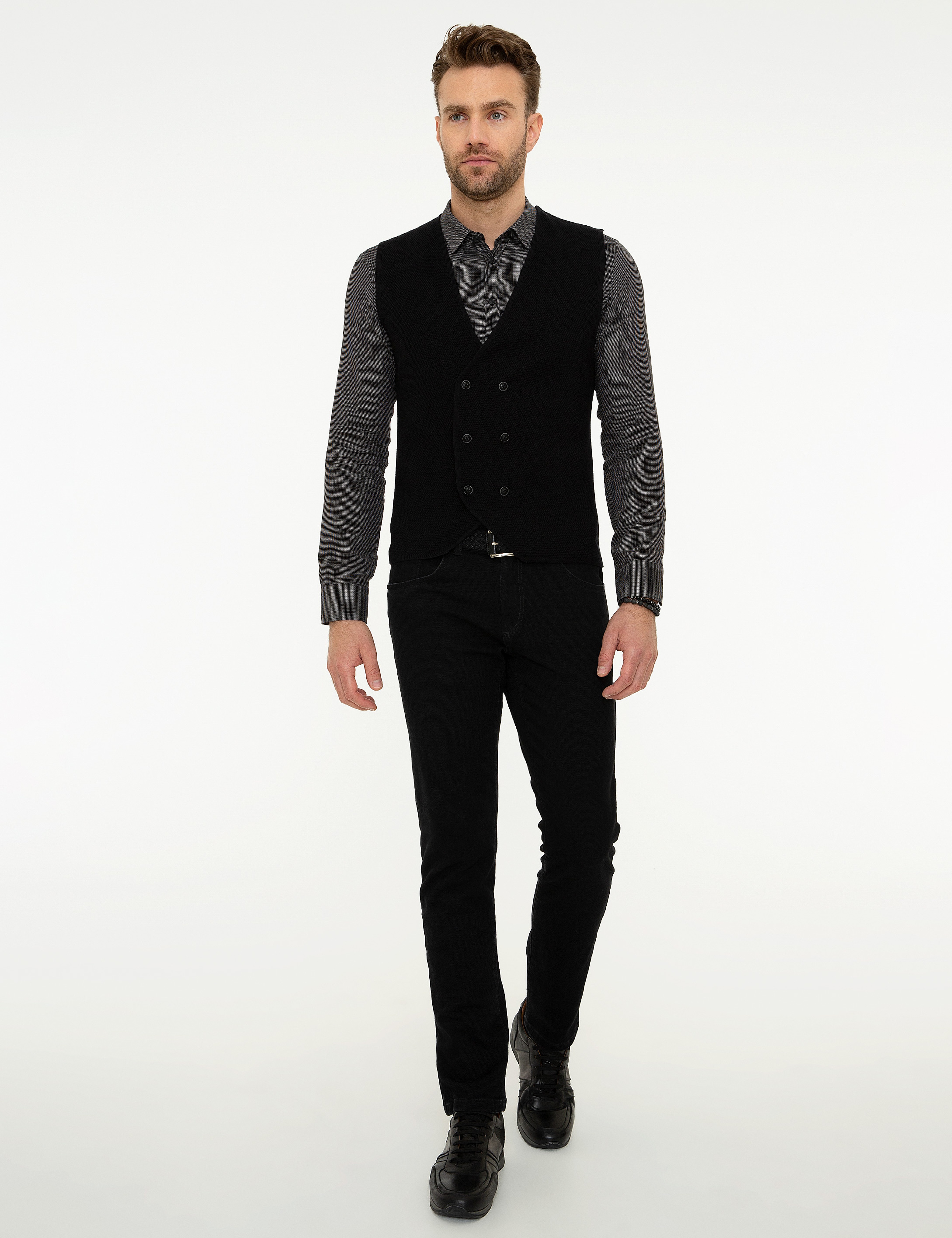 Siyah Slim Fit Denim Pantolon - Image 1