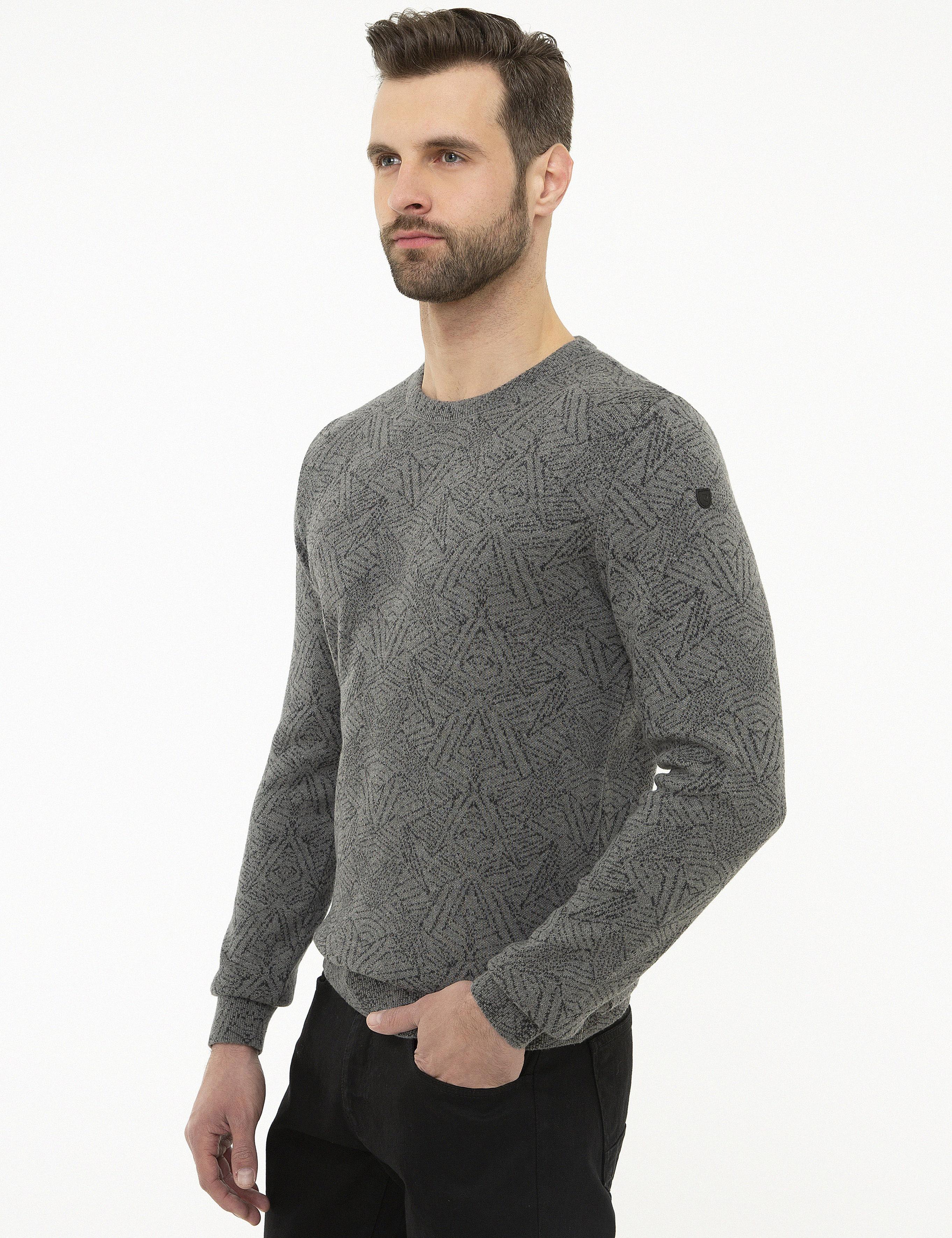 Gri Melanj Slim Fit Kazak