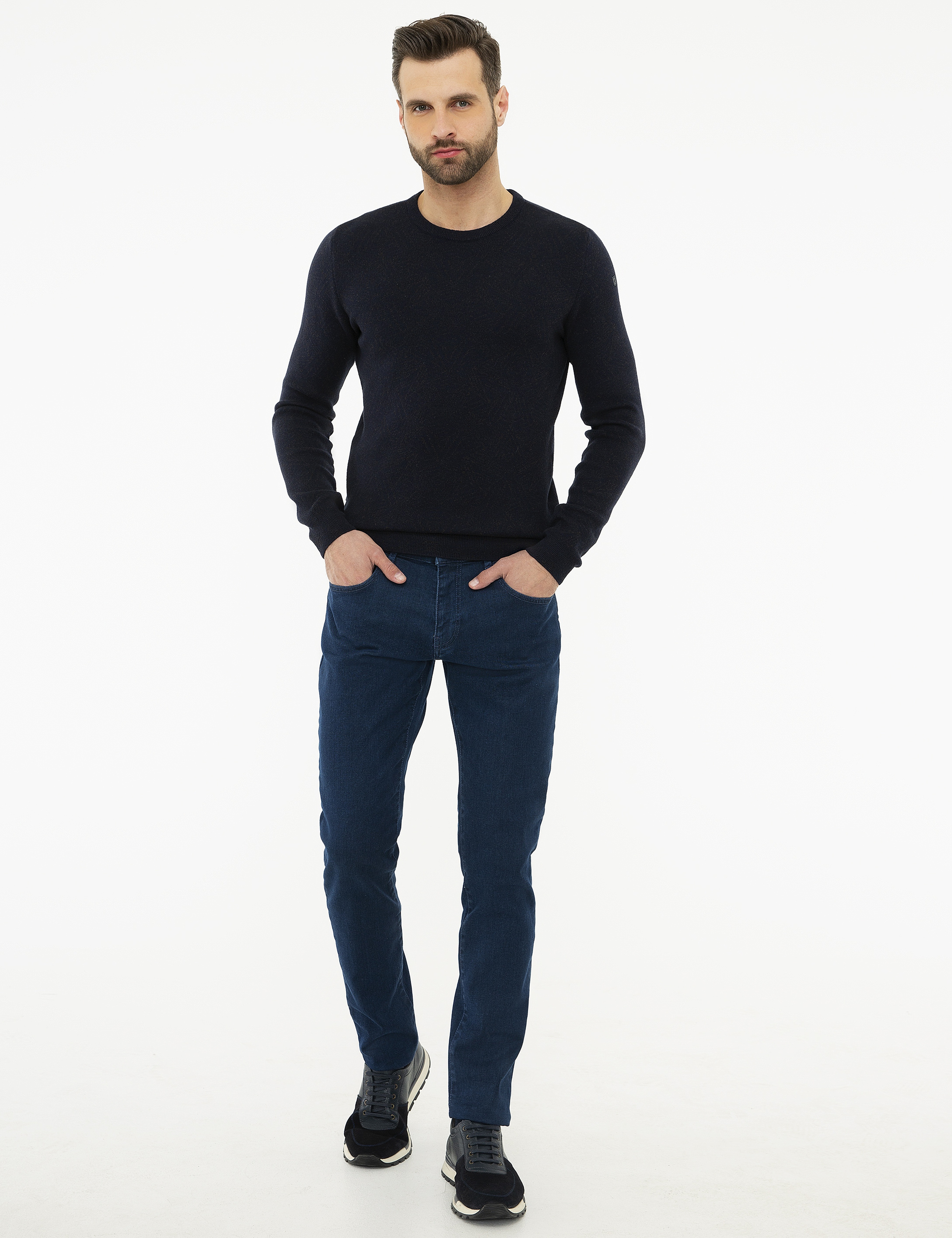 Koyu Lacivert Slim Fit Kazak - Image 5