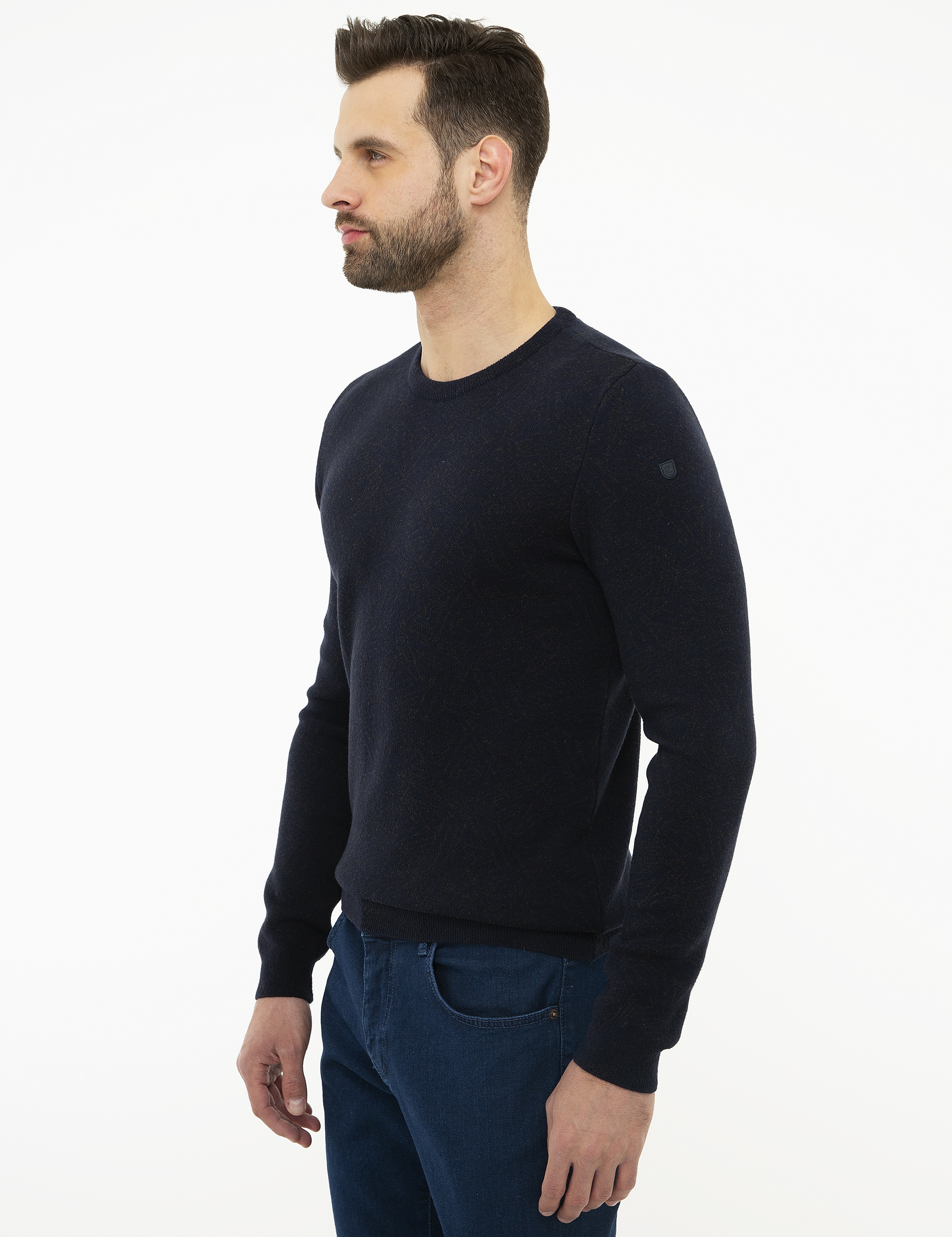 Koyu Lacivert Slim Fit Kazak - Image 3
