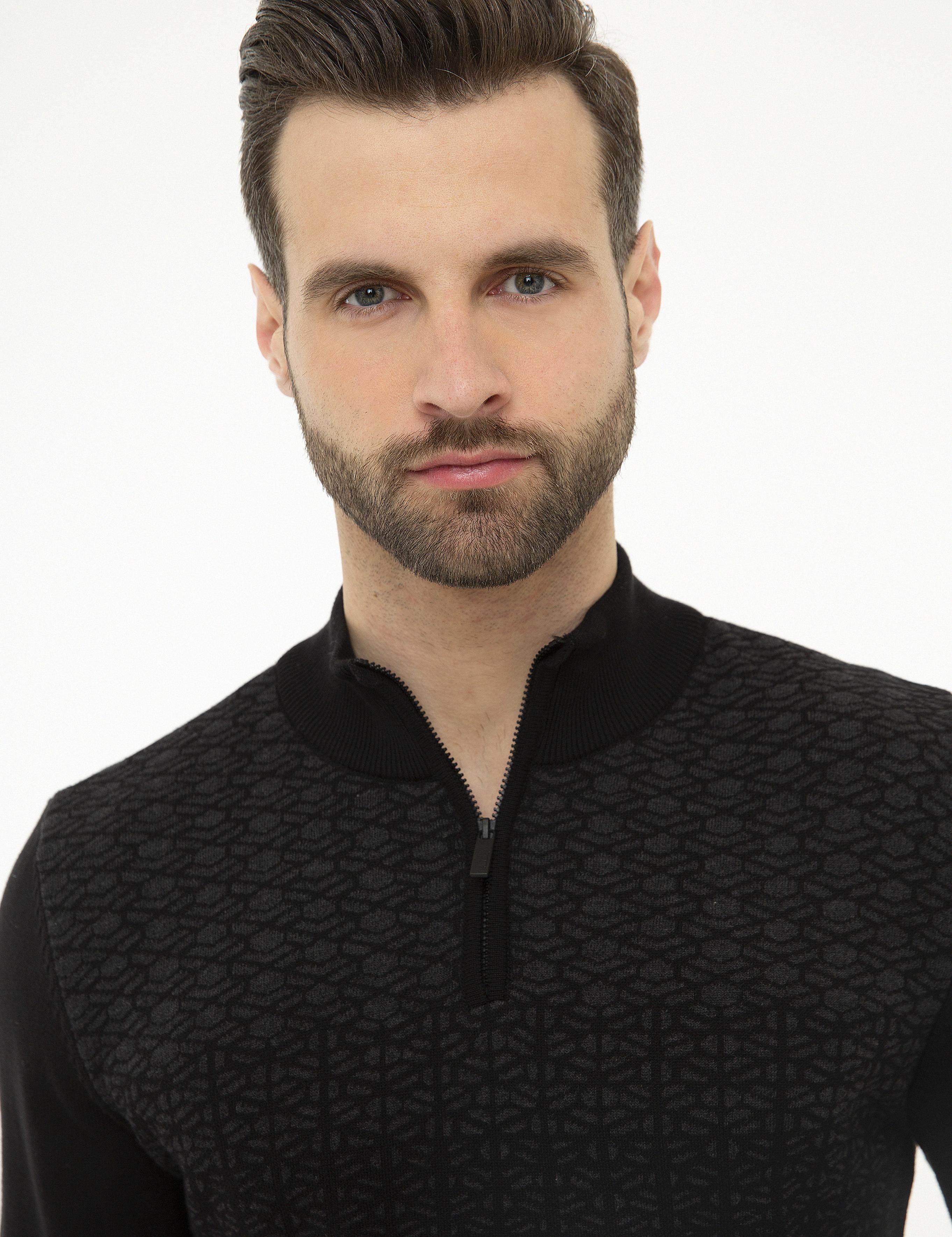 Siyah Slim Fit Triko Kazak