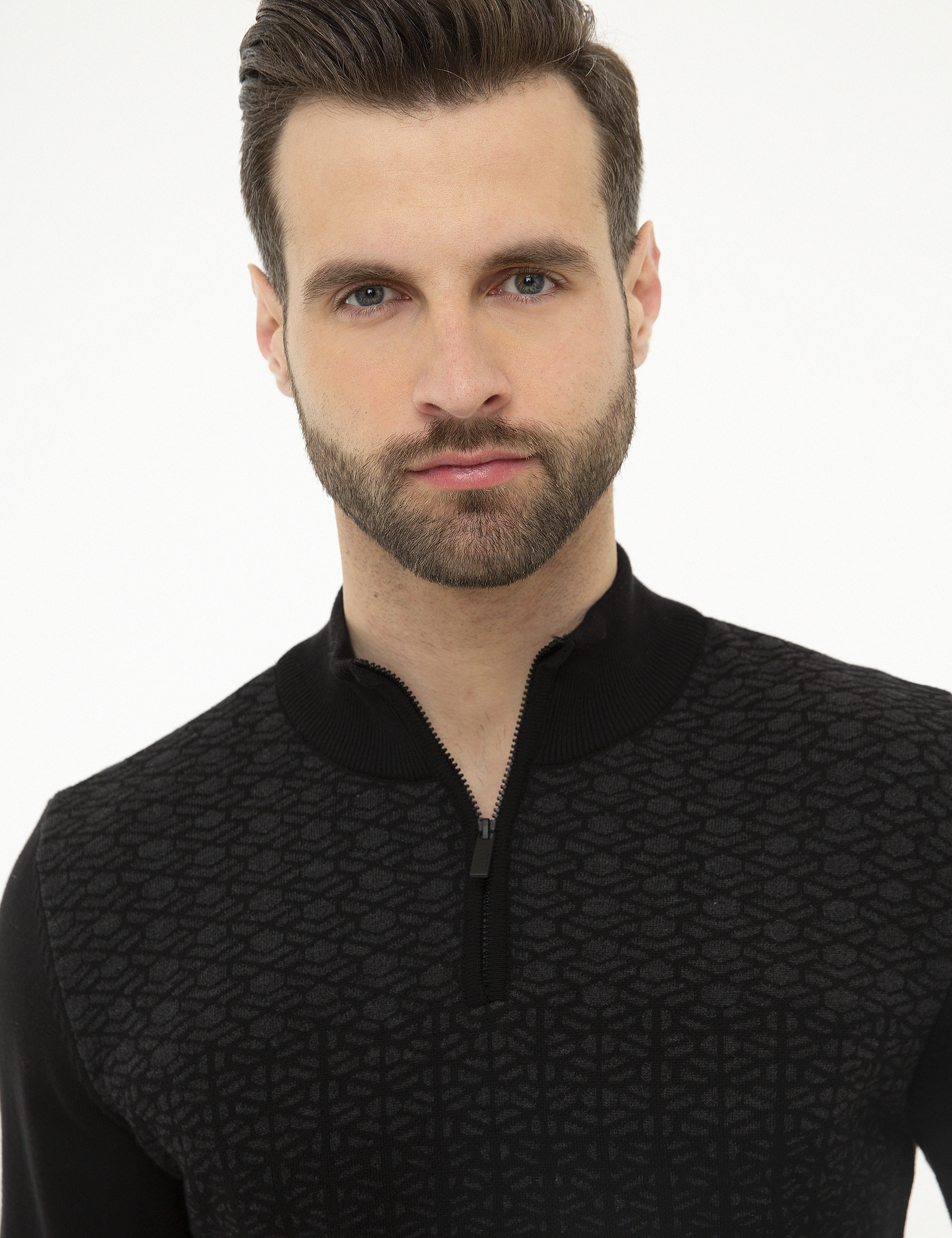 Siyah Slim Fit Triko Kazak - Image 2