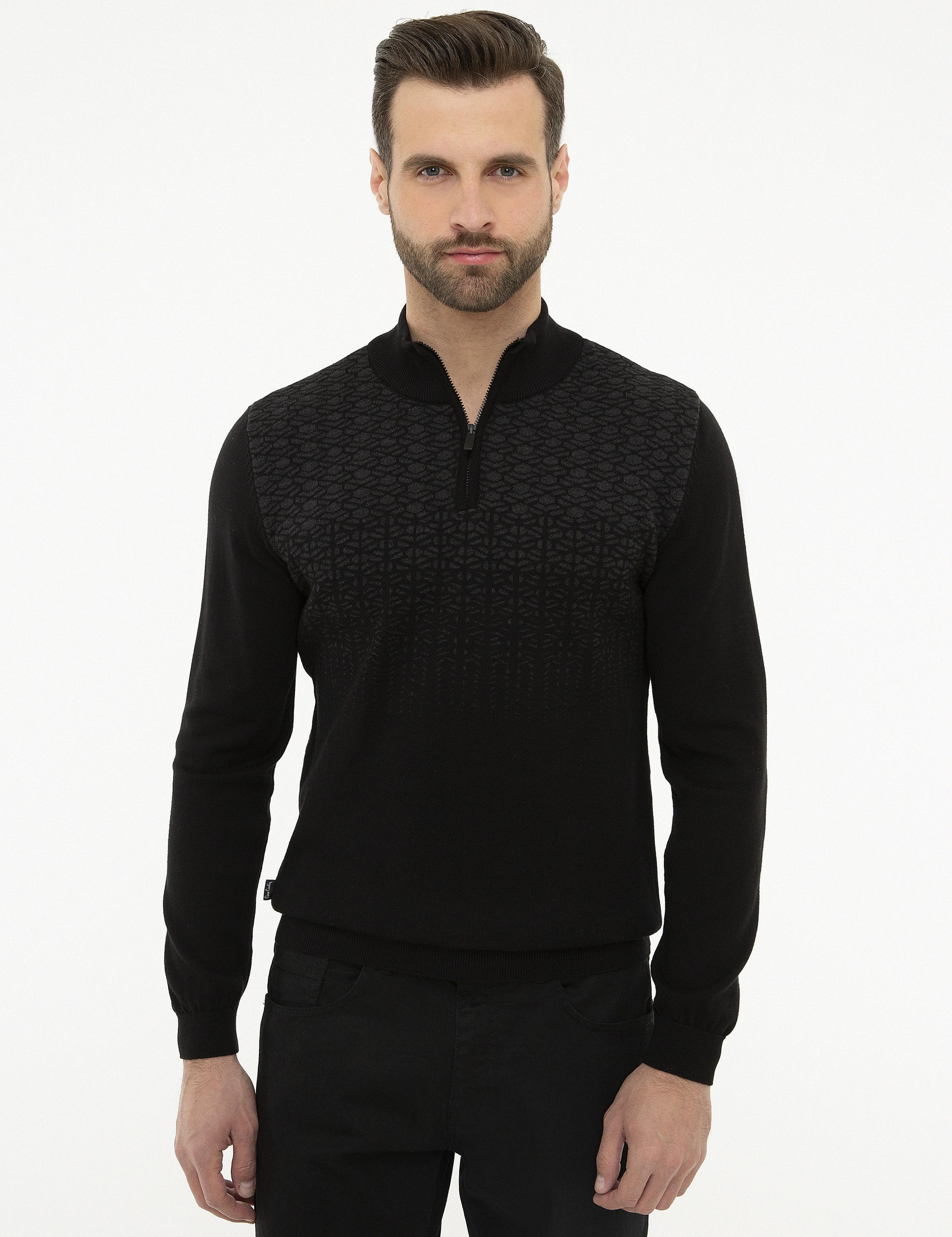 Siyah Slim Fit Triko Kazak