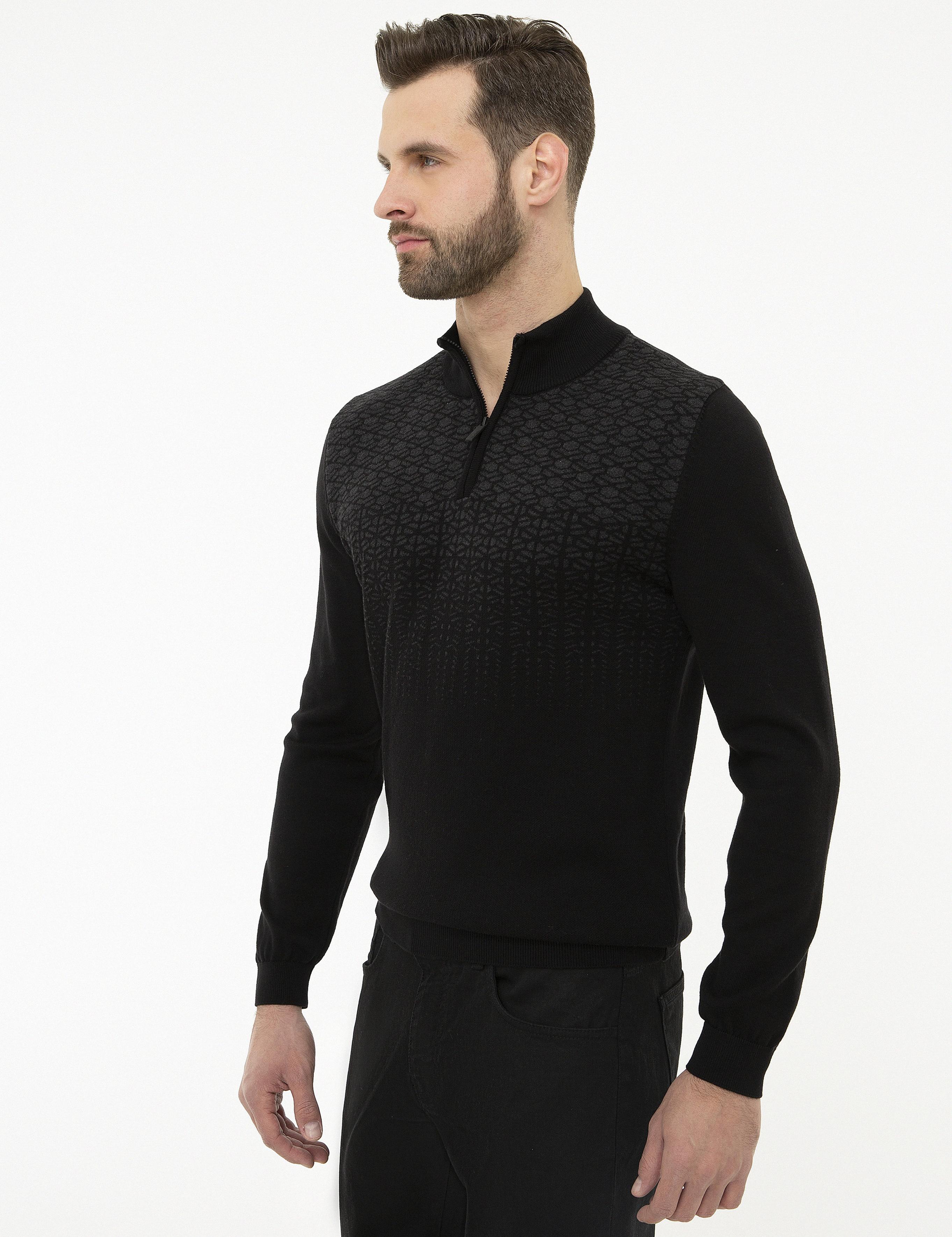 Siyah Slim Fit Triko Kazak