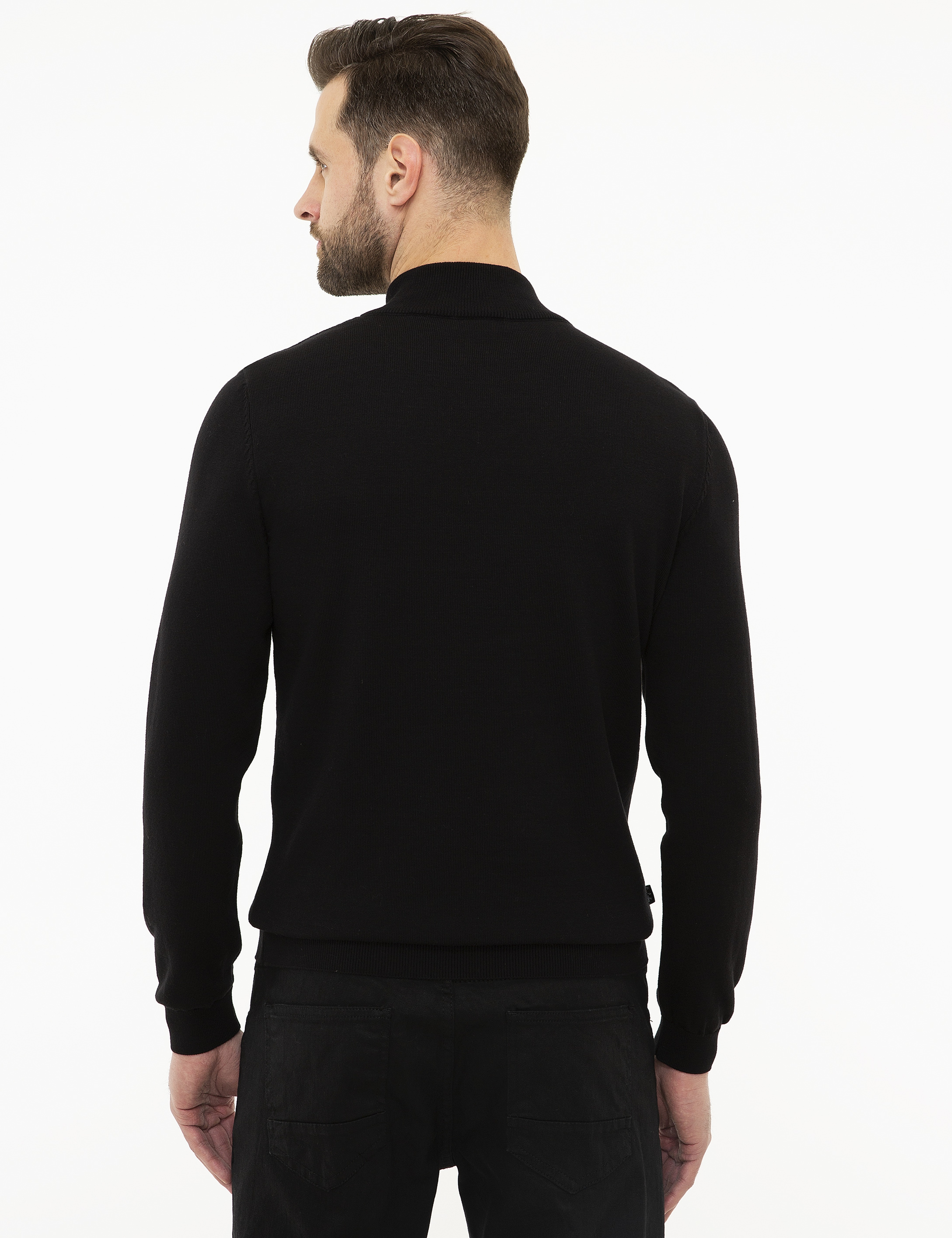 Siyah Slim Fit Triko Kazak - Image 4
