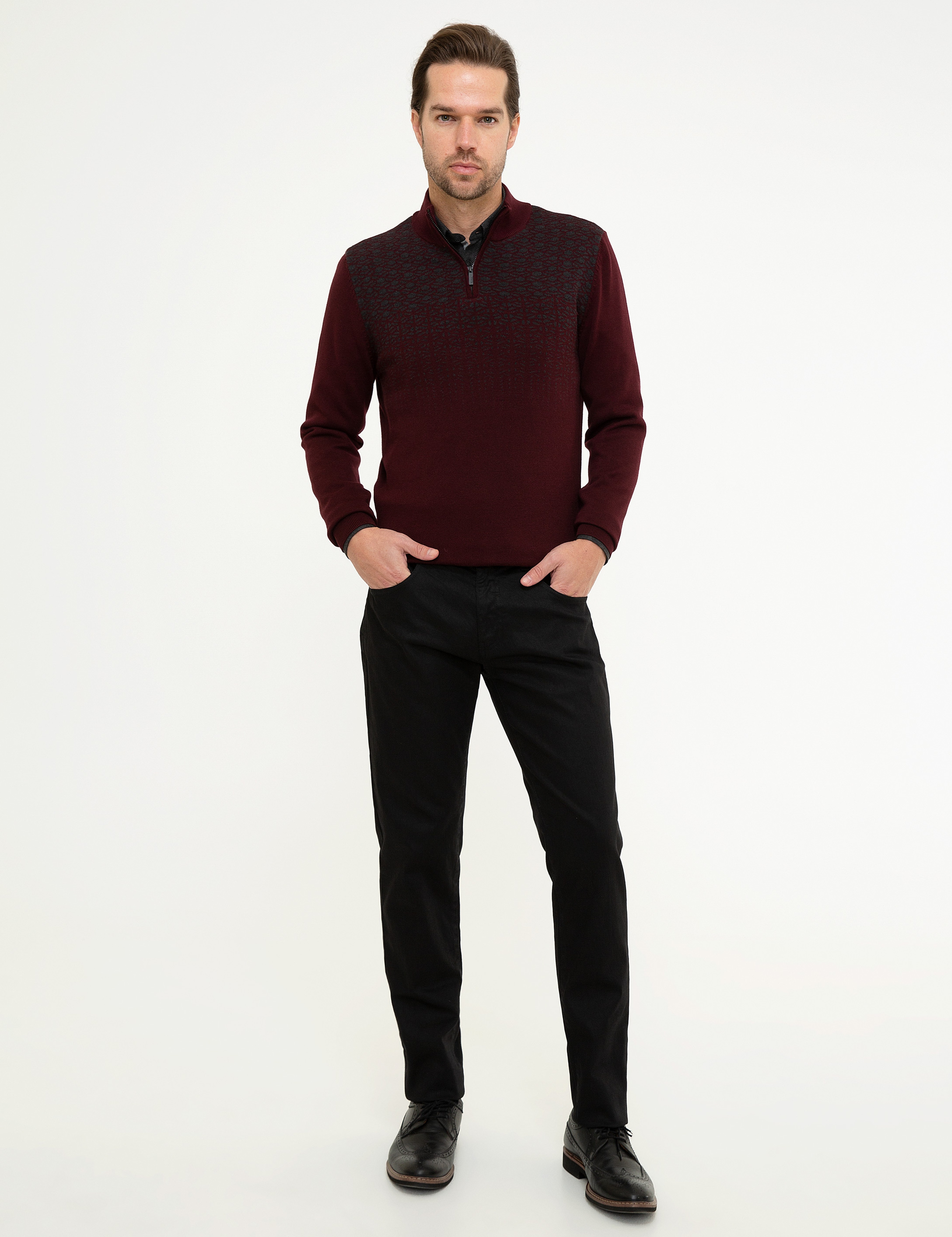 Bordo Slim Fit Kazak - Image 5