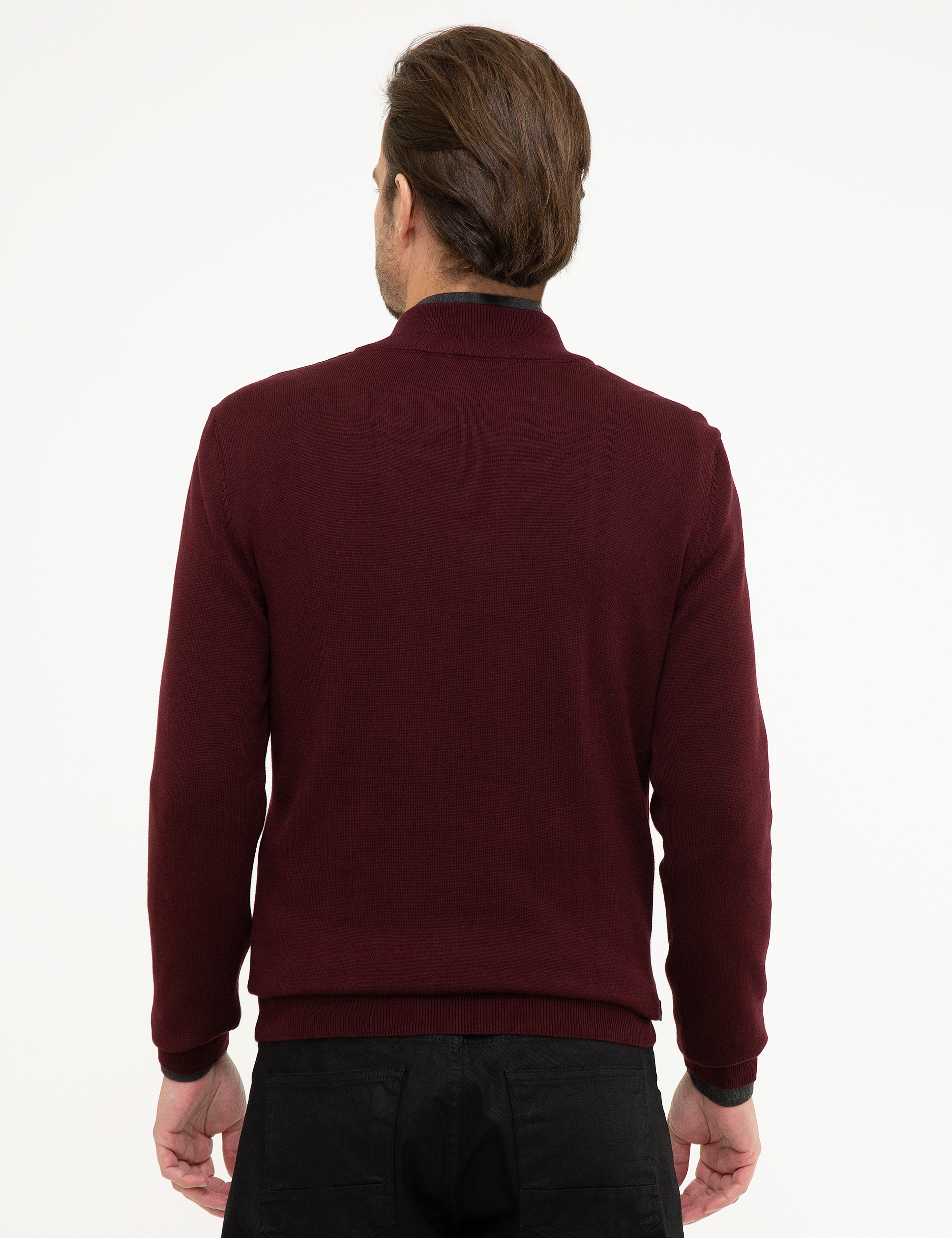 Bordo Slim Fit Kazak - Image 4