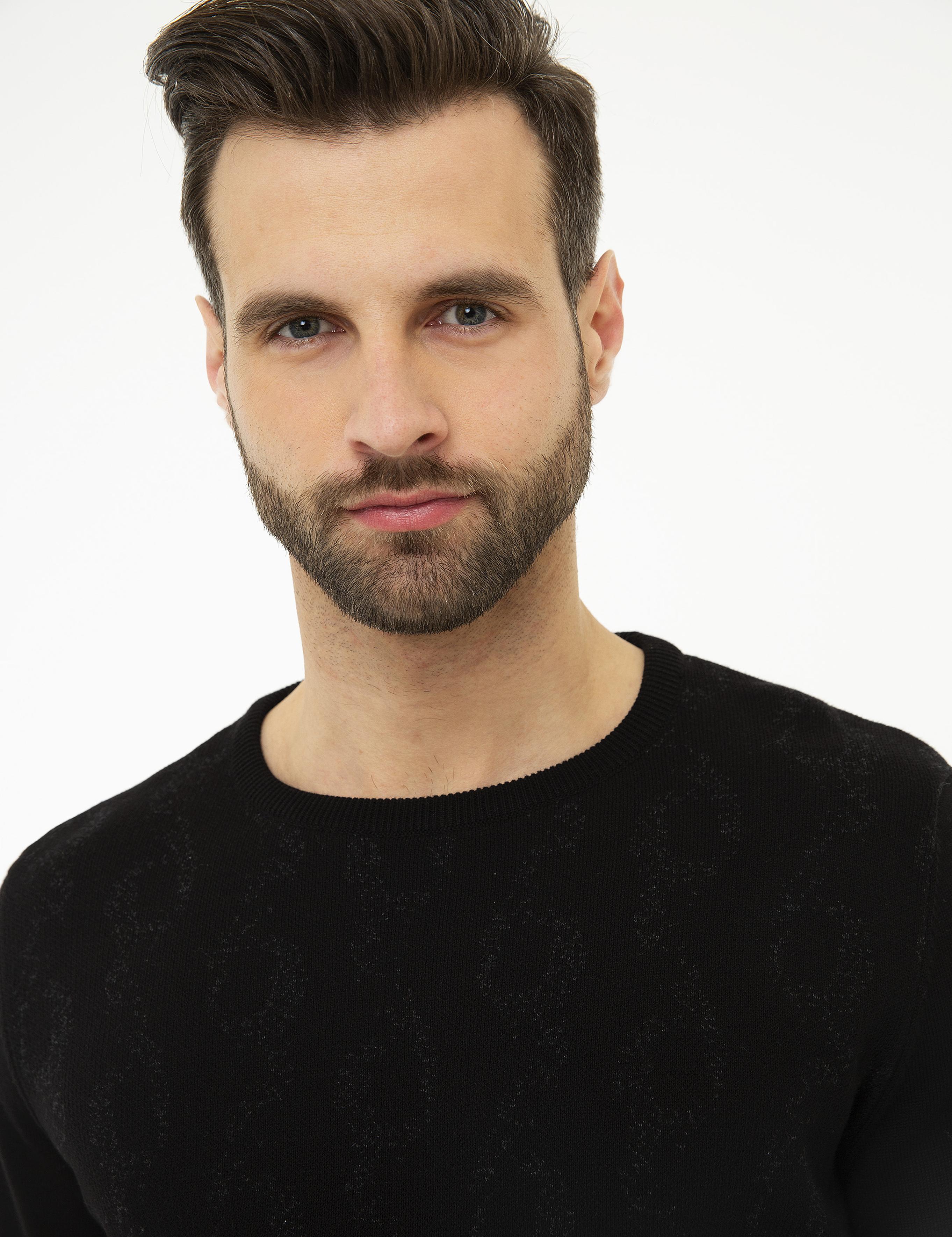 Siyah Slim Fit Triko Kazak