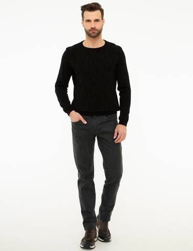 Siyah Slim Fit Triko Kazak