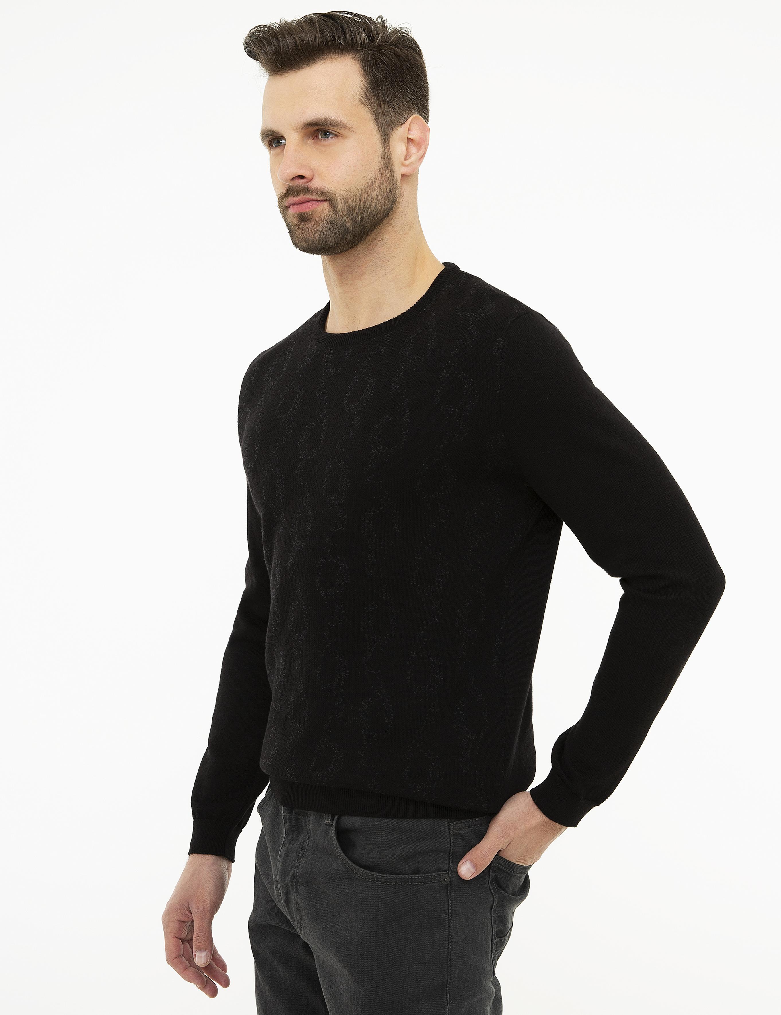 Siyah Slim Fit Triko Kazak