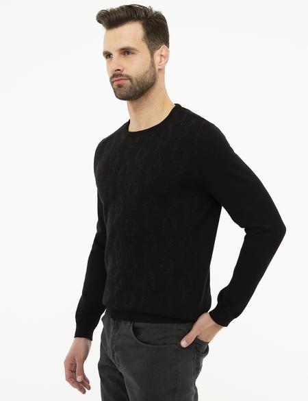 Siyah Slim Fit Triko Kazak - 50209918024