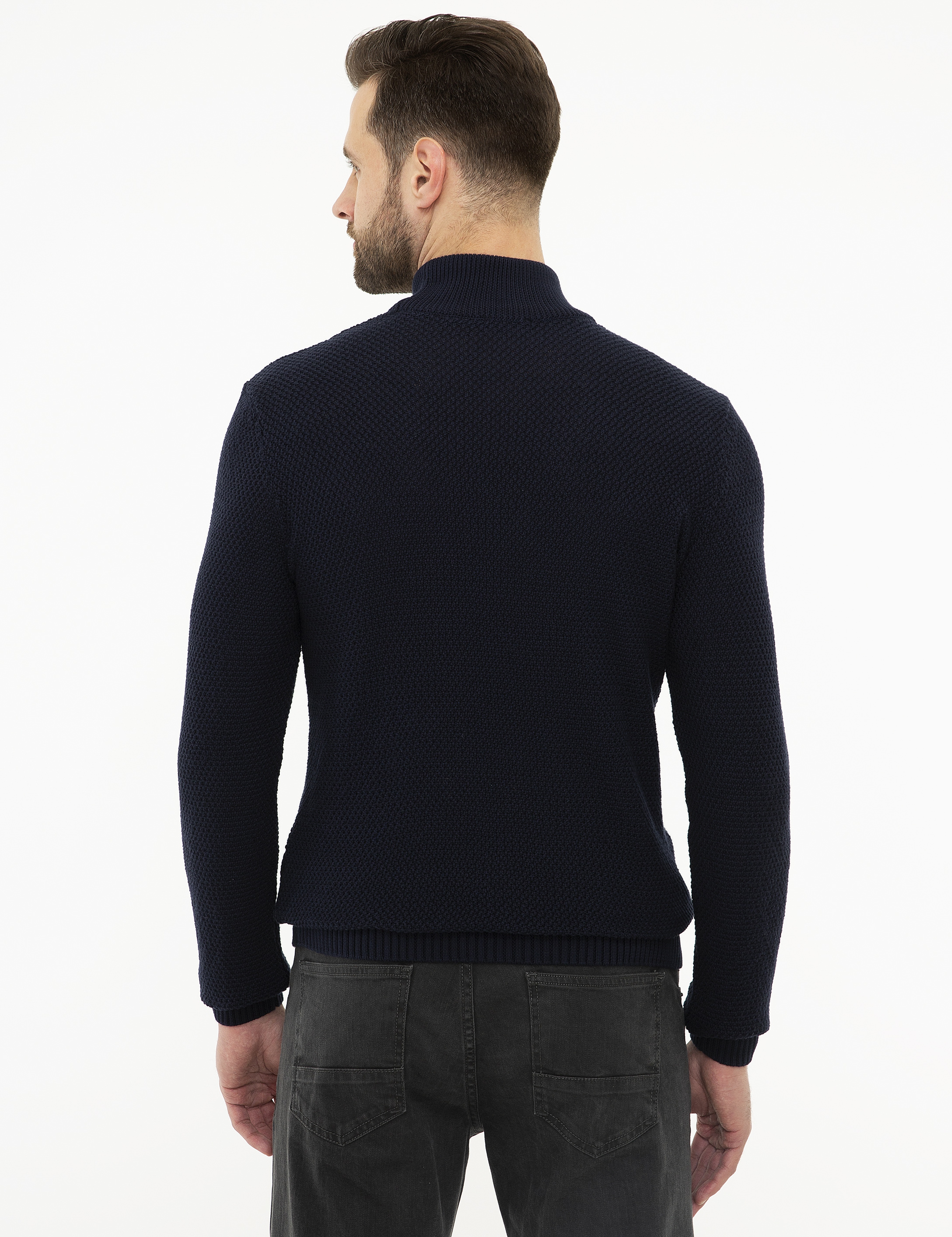 Koyu Lacivert Slim Fit Triko Kazak - Image 4
